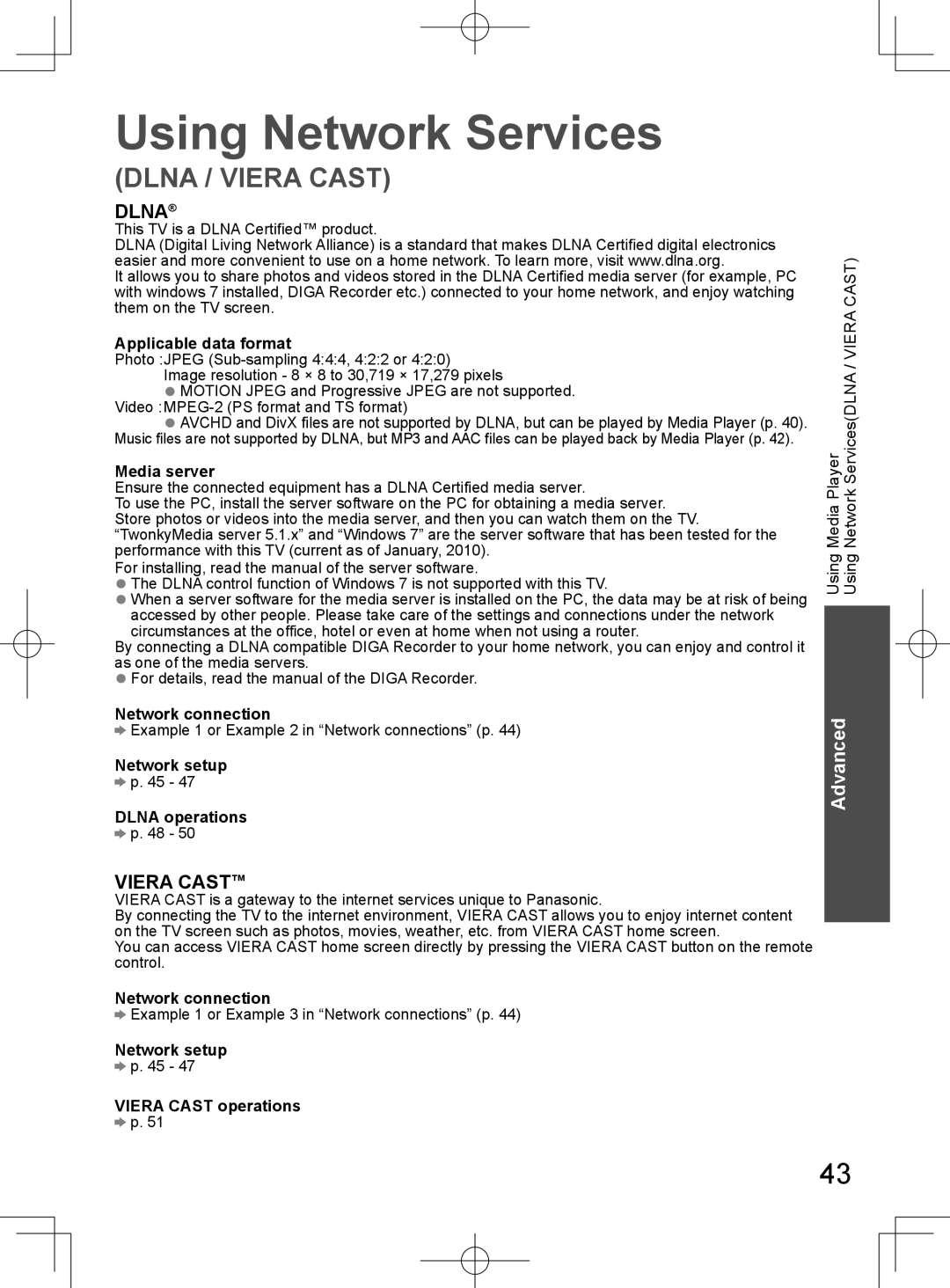 Panasonic TH-L32D25M manual Using Network Services 