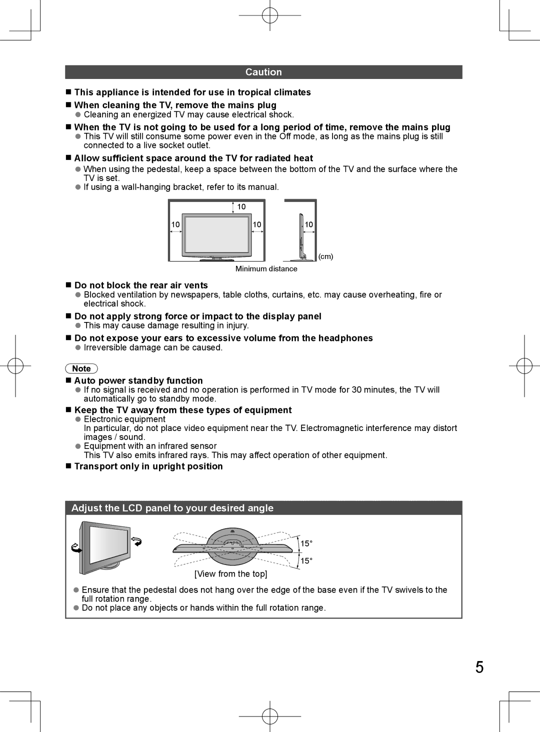 Panasonic TH-L32D25M manual Adjust the LCD panel to your desired angle 