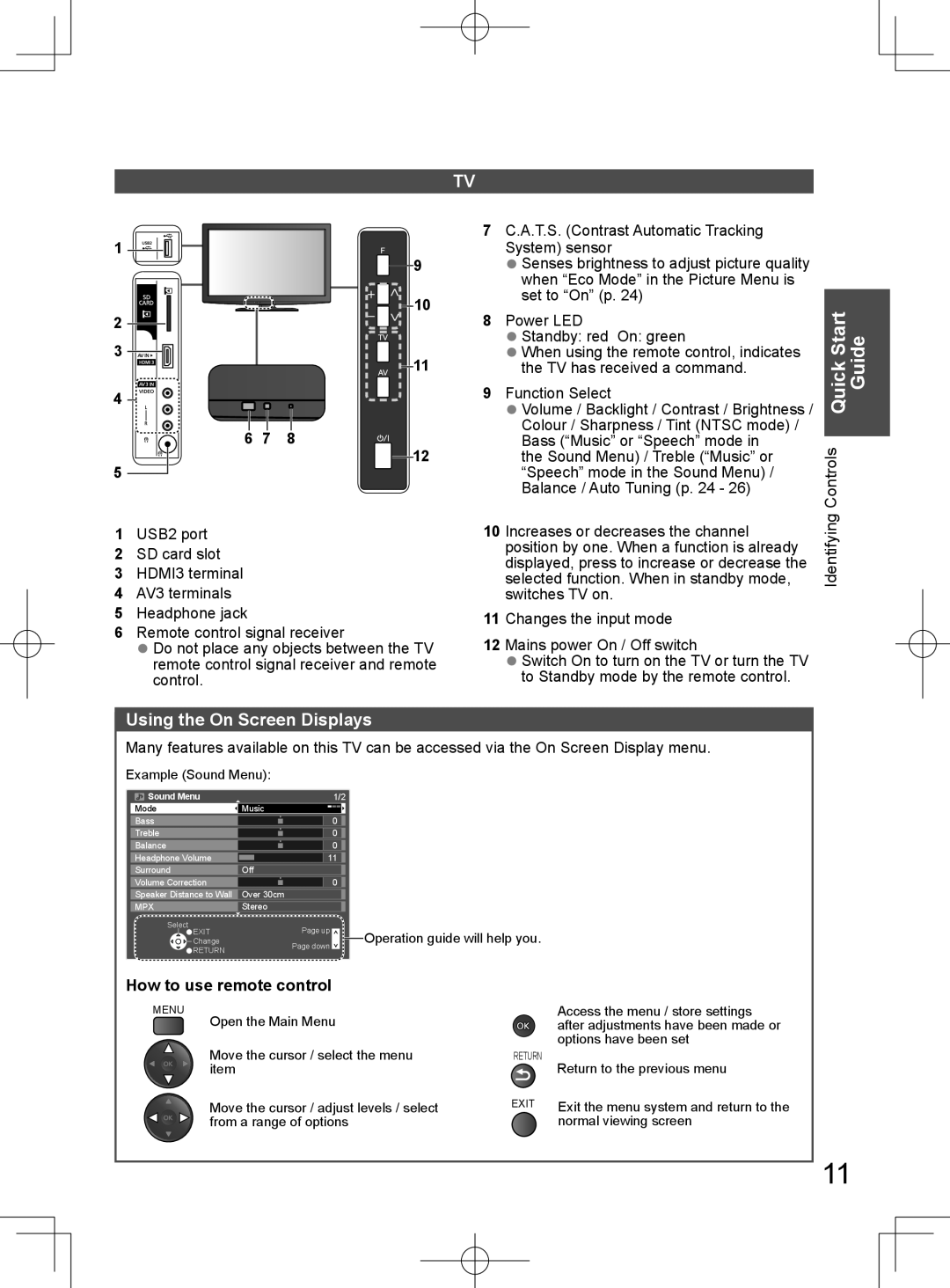 Panasonic TH-L32D25M manual Guide, Using the On Screen Displays, How to use remote control 