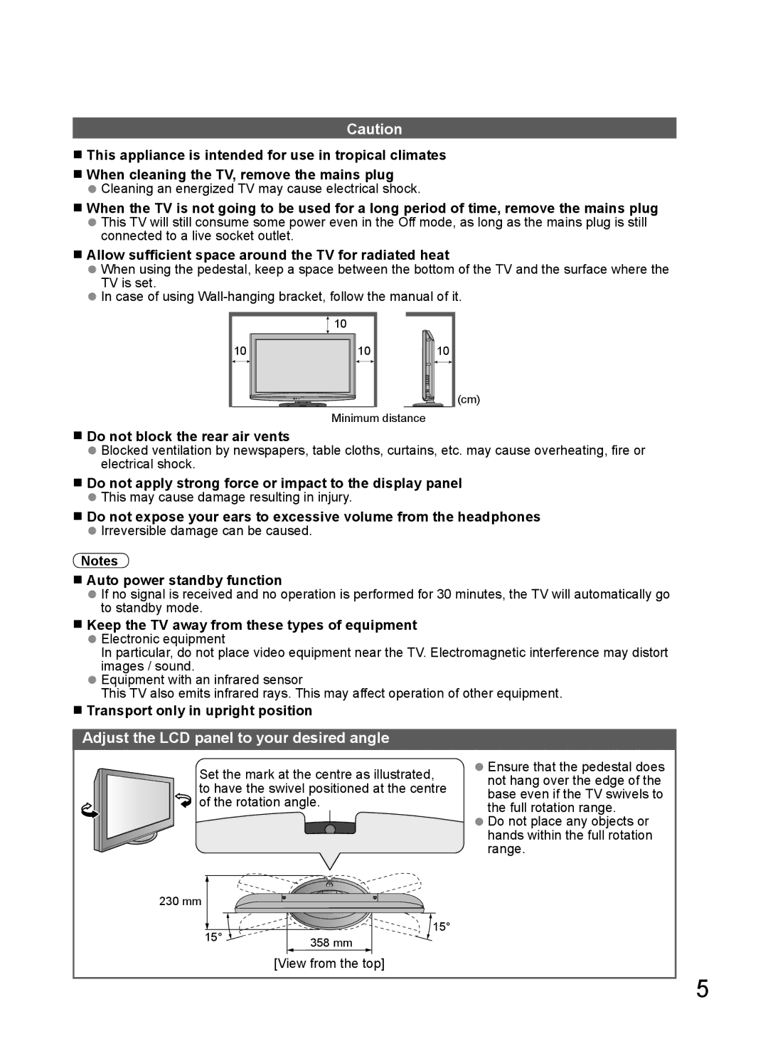 Panasonic TH-L32U20X, TH-L32U20T, TH-L32U20M, TH-L32U20R, TH-L32U20K manual Adjust the LCD panel to your desired angle 