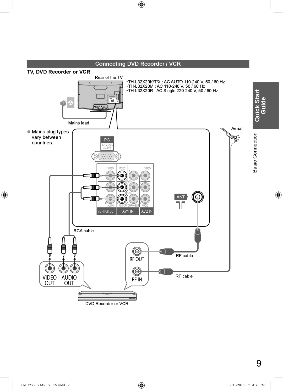 Panasonic TH-L32X20K, TH-L32X20M, TH-L32X20R, TH-L32X20X, TH-L32X20T manual Monitor OUT AV1 AV2 