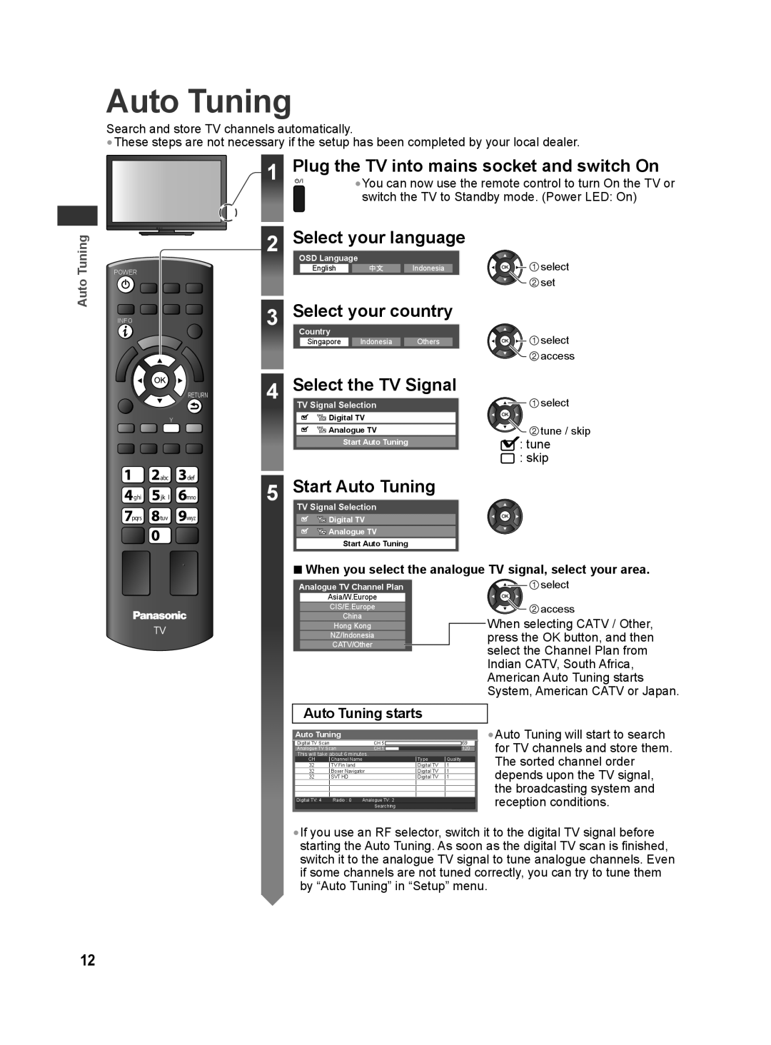 Panasonic TH-L32X30G, TH-L32X30S manual Auto Tuning 