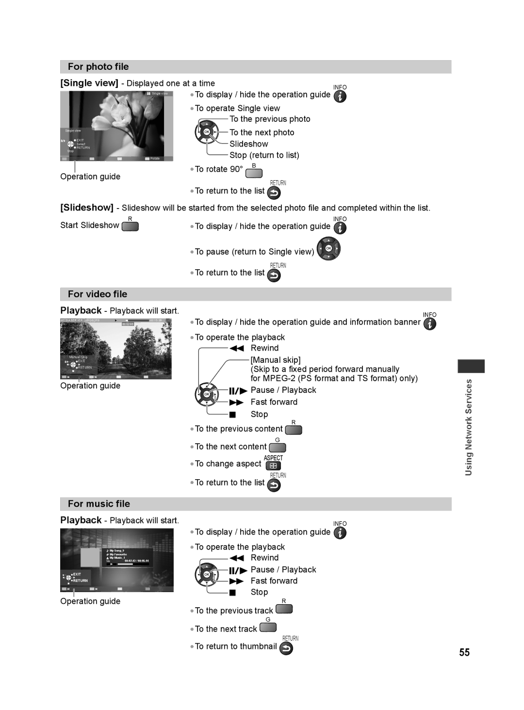 Panasonic TH-L32X30S, TH-L32X30G manual For photo file, For video file, For music file 