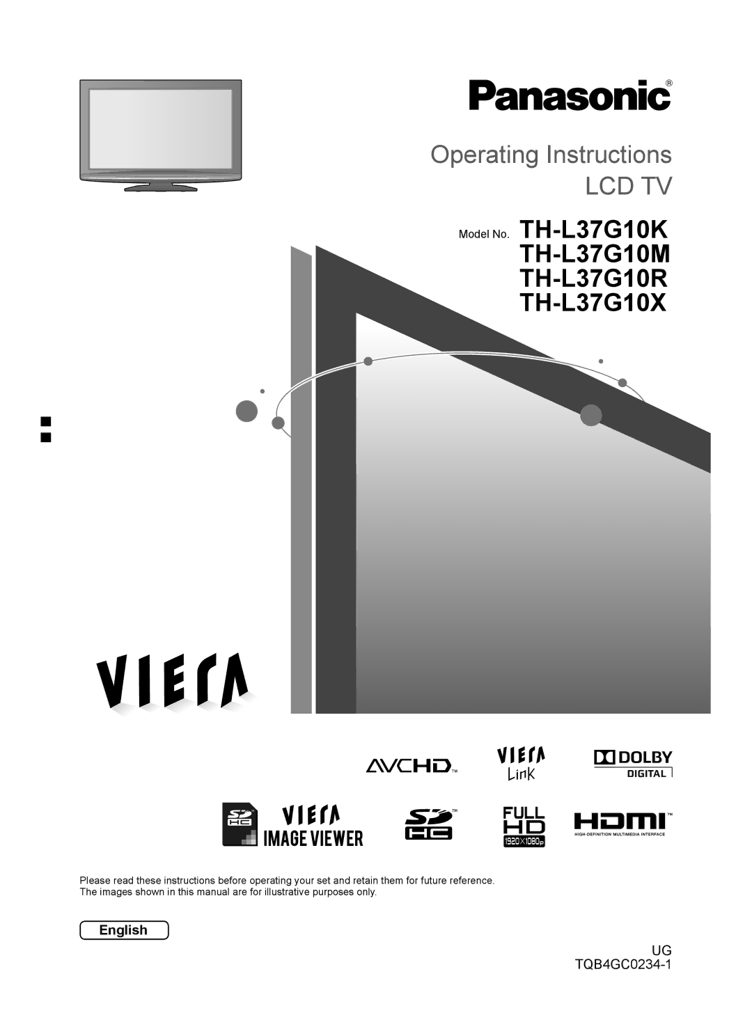 Panasonic manual TH-L37G10M TH-L37G10R TH-L37G10X, Model No. TH-L37G10K 