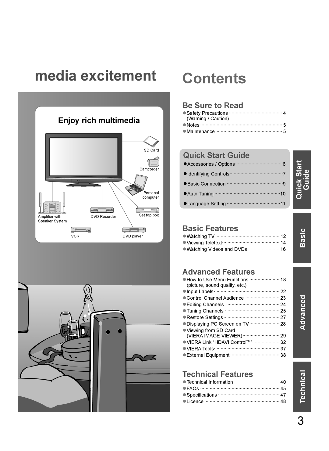 Panasonic TH-L37G10X, TH-L37G10K, TH-L37G10M, TH-L37G10R manual Contents 