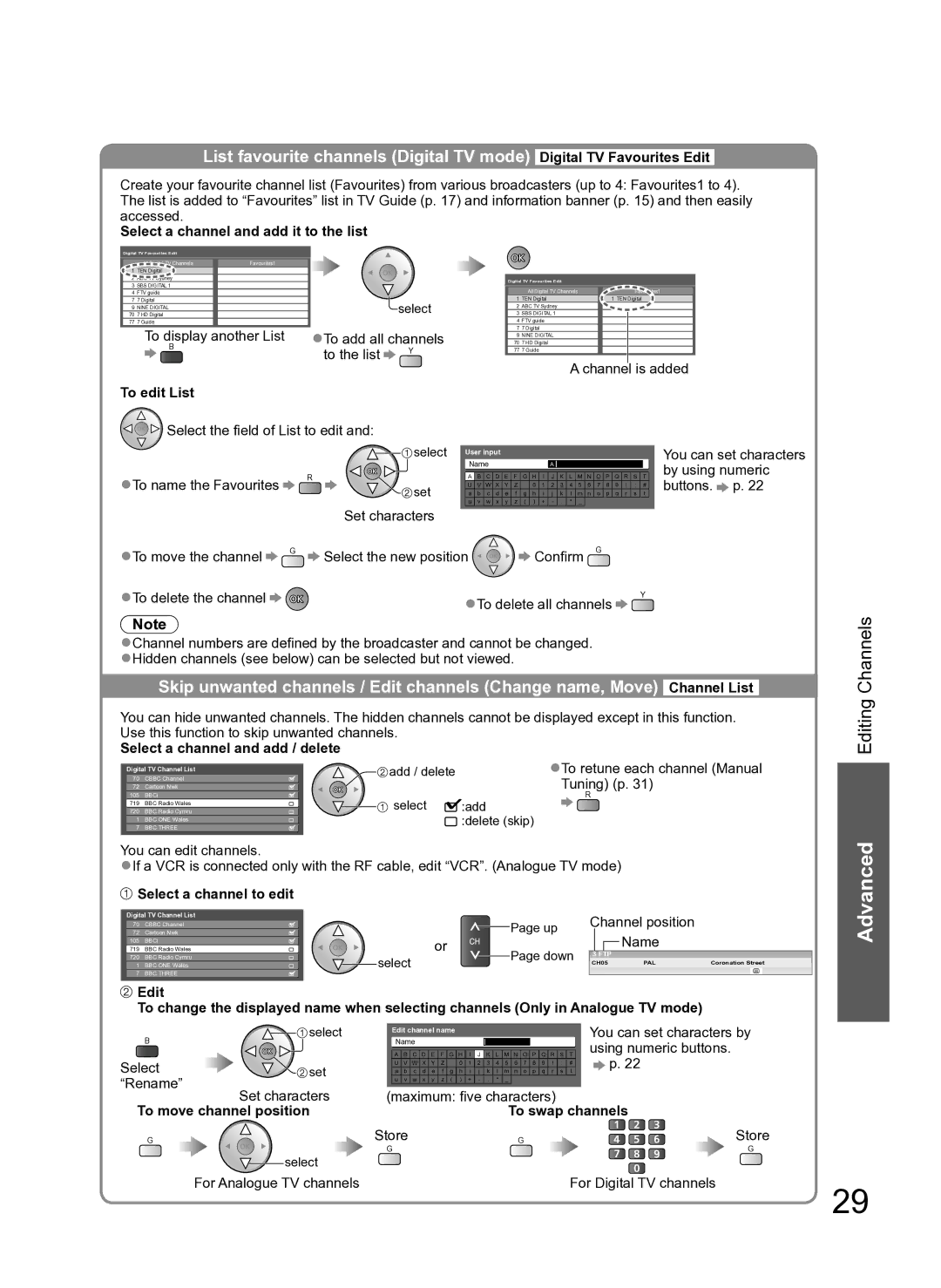 Panasonic TH-L37S10A manual Select a channel and add it to the list, To edit List, Select a channel and add / delete 