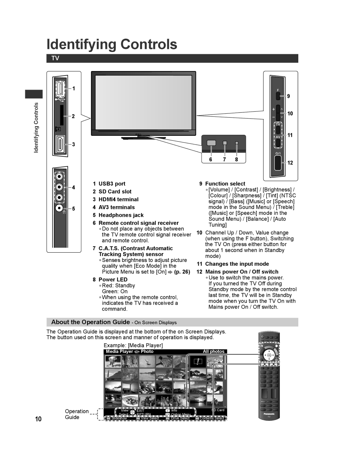 Panasonic TH-L42E30X, TH-L42E30T, TH-L42E30M, TH-L42E30K Identifying Controls, About the Operation Guide On Screen Displays 