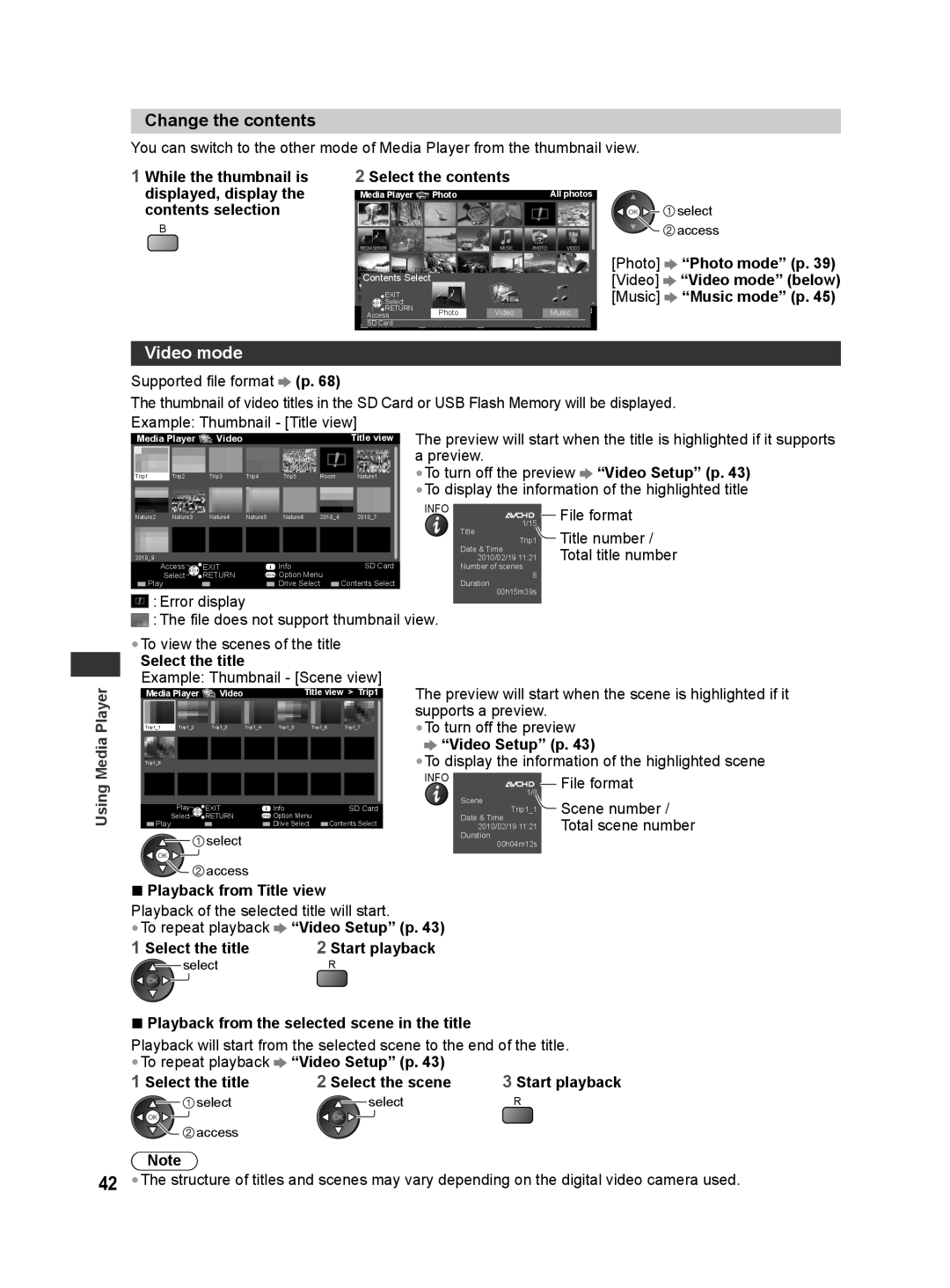 Panasonic TH-L42E30M, TH-L42E30X, TH-L42E30T, TH-L42E30K, TH-L32E30M manual Change the contents, Video mode 