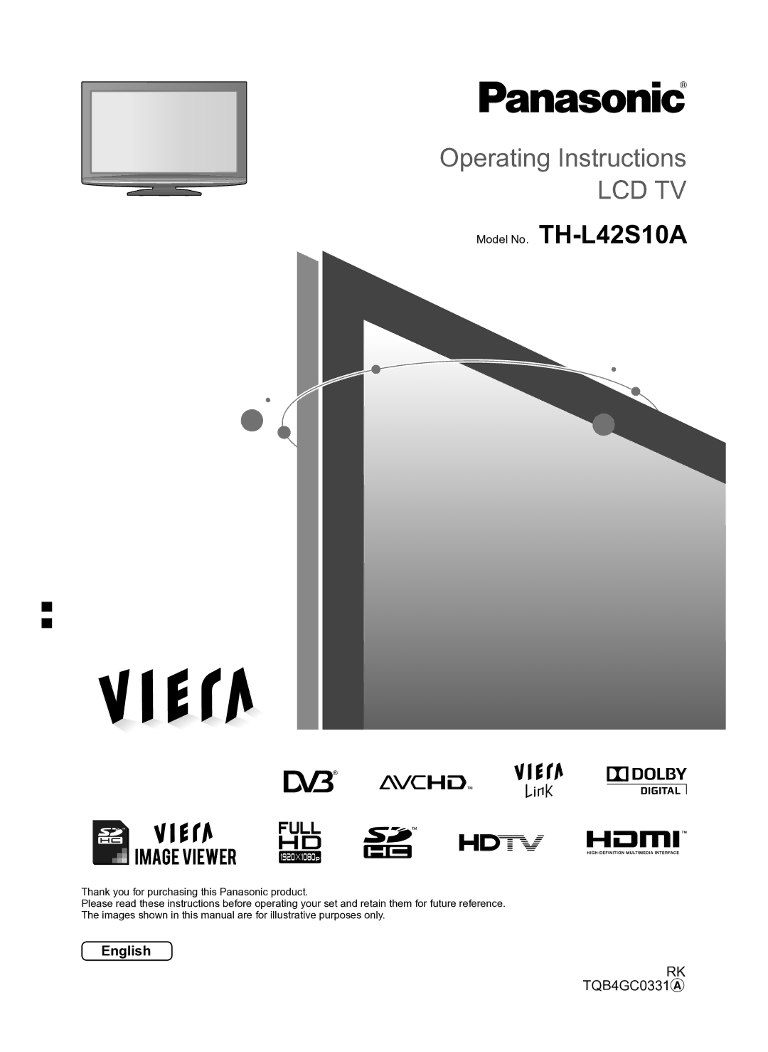 Panasonic manual Lcd Tv, Model No. TH-L42S10A 