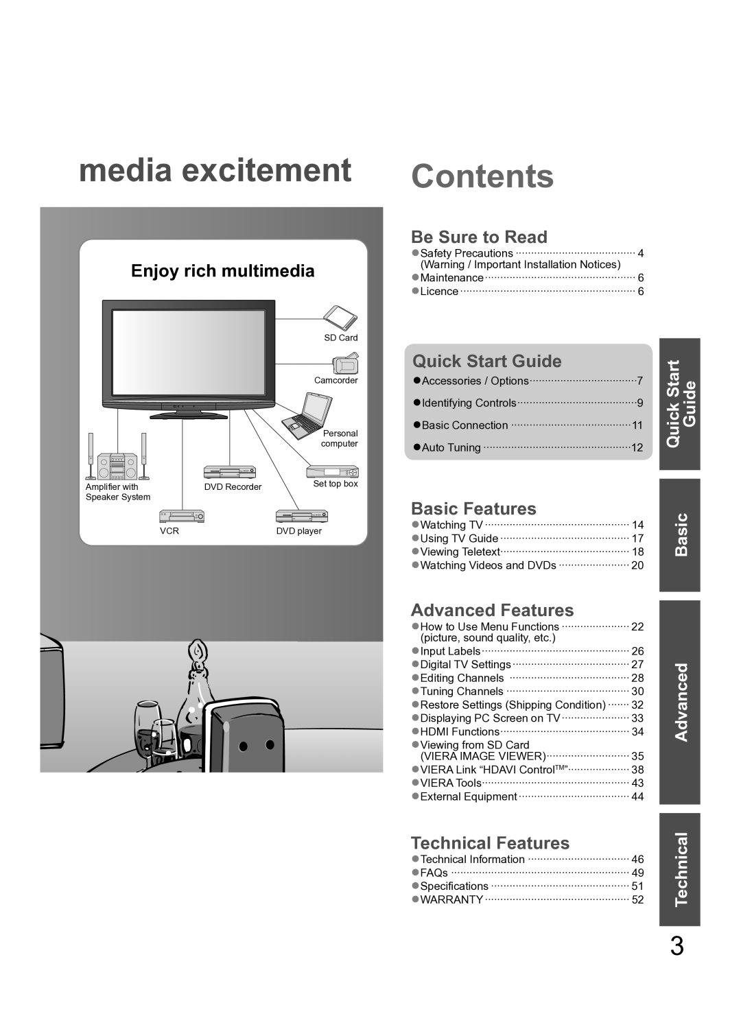 Panasonic TH-L42S10A manual Contents 