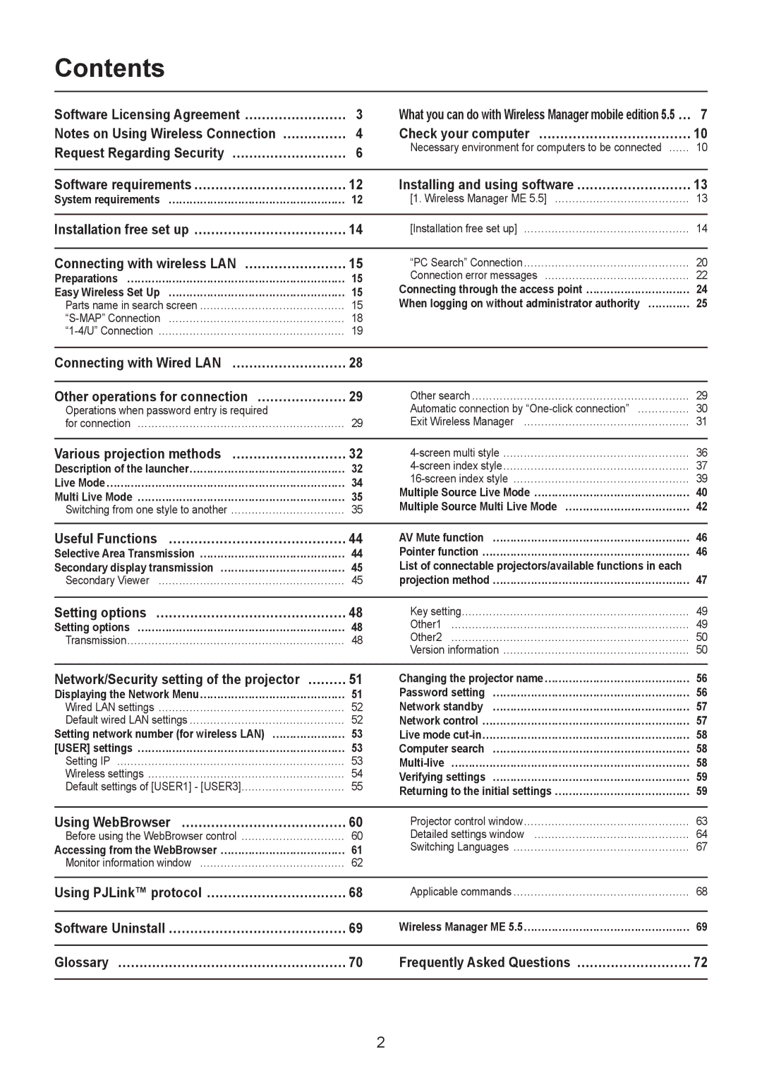 Panasonic PT-LB90NT, TH-LB20NT, TH-LB30NT operation manual Contents 