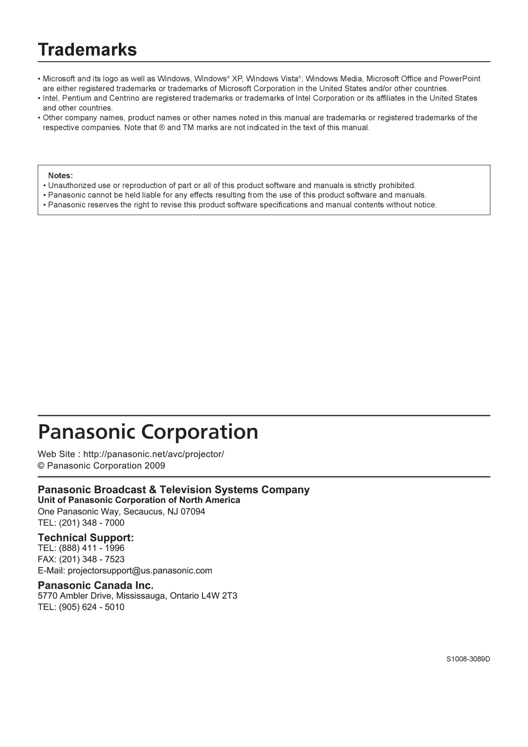 Panasonic TH-LB30NT, TH-LB20NT, PT-LB90NT operation manual Trademarks 