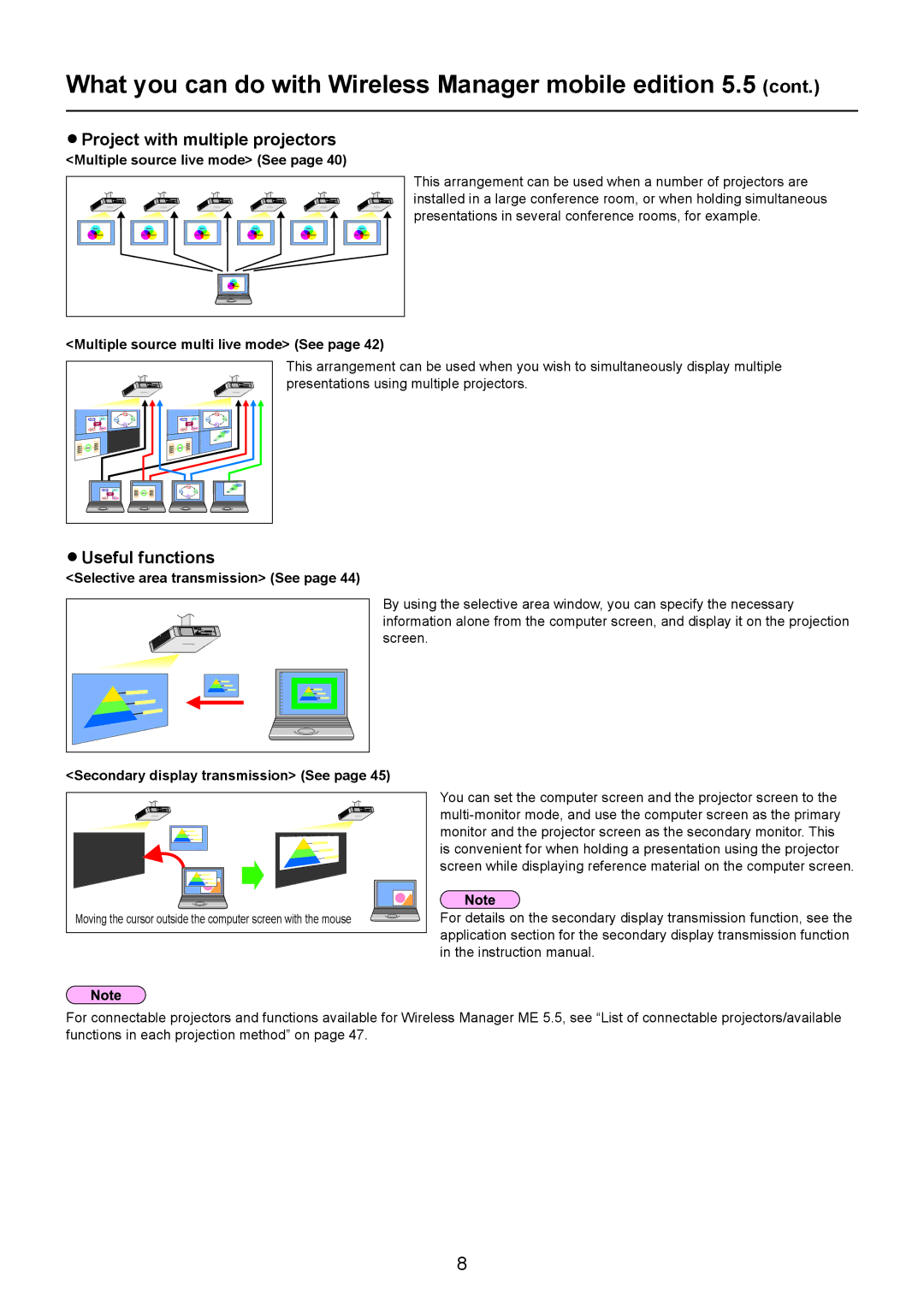 Panasonic PT-LB90NT, TH-LB20NT What you can do with Wireless Manager mobile edition 5.5, Project with multiple projectors 