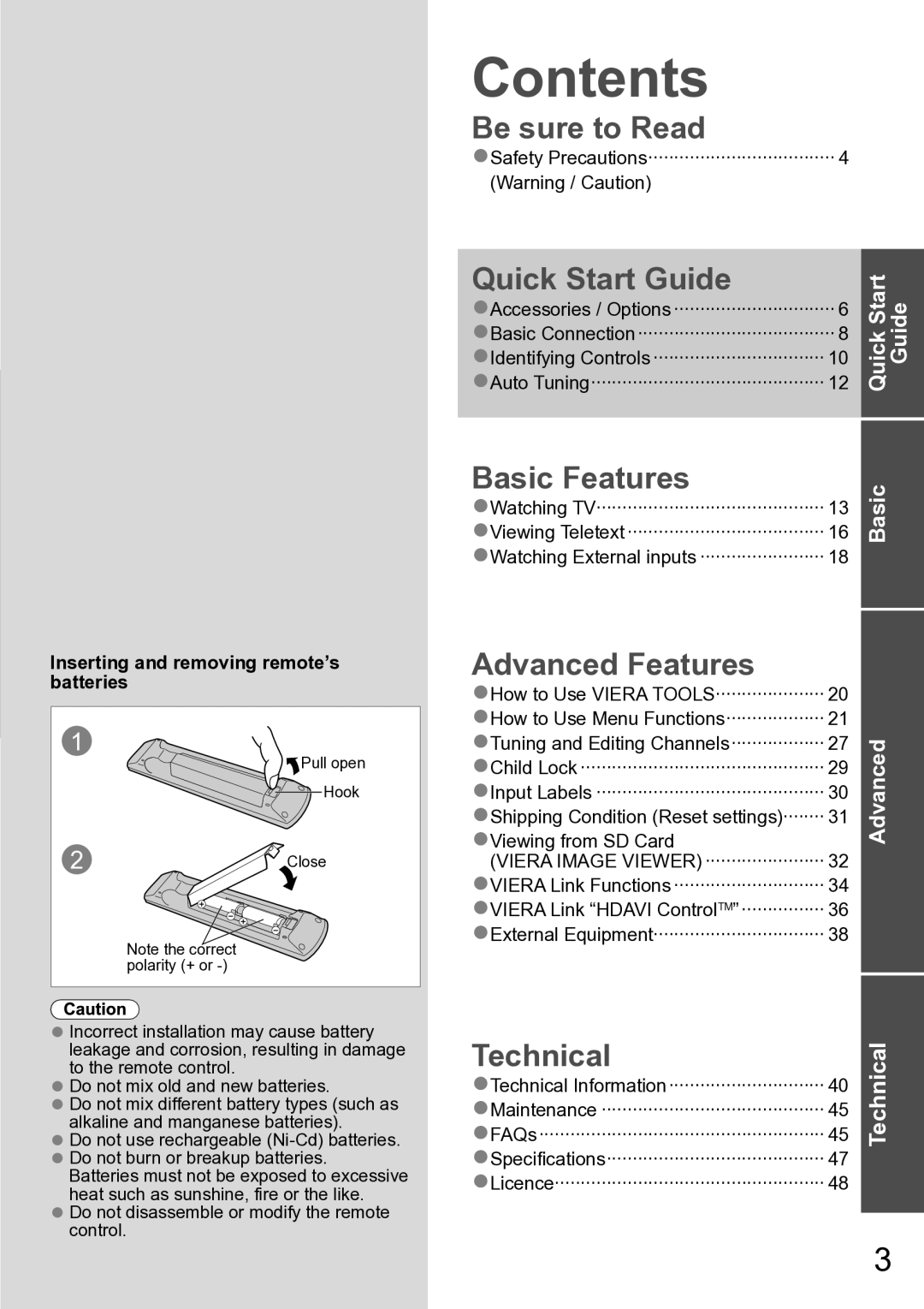 Panasonic TH-P42A20R, TH-P42A20P, TH-P42A20M, TH-P42A20K, TH-P42A2G, TH-P42A2S, TH-P42A20V manual Contents 