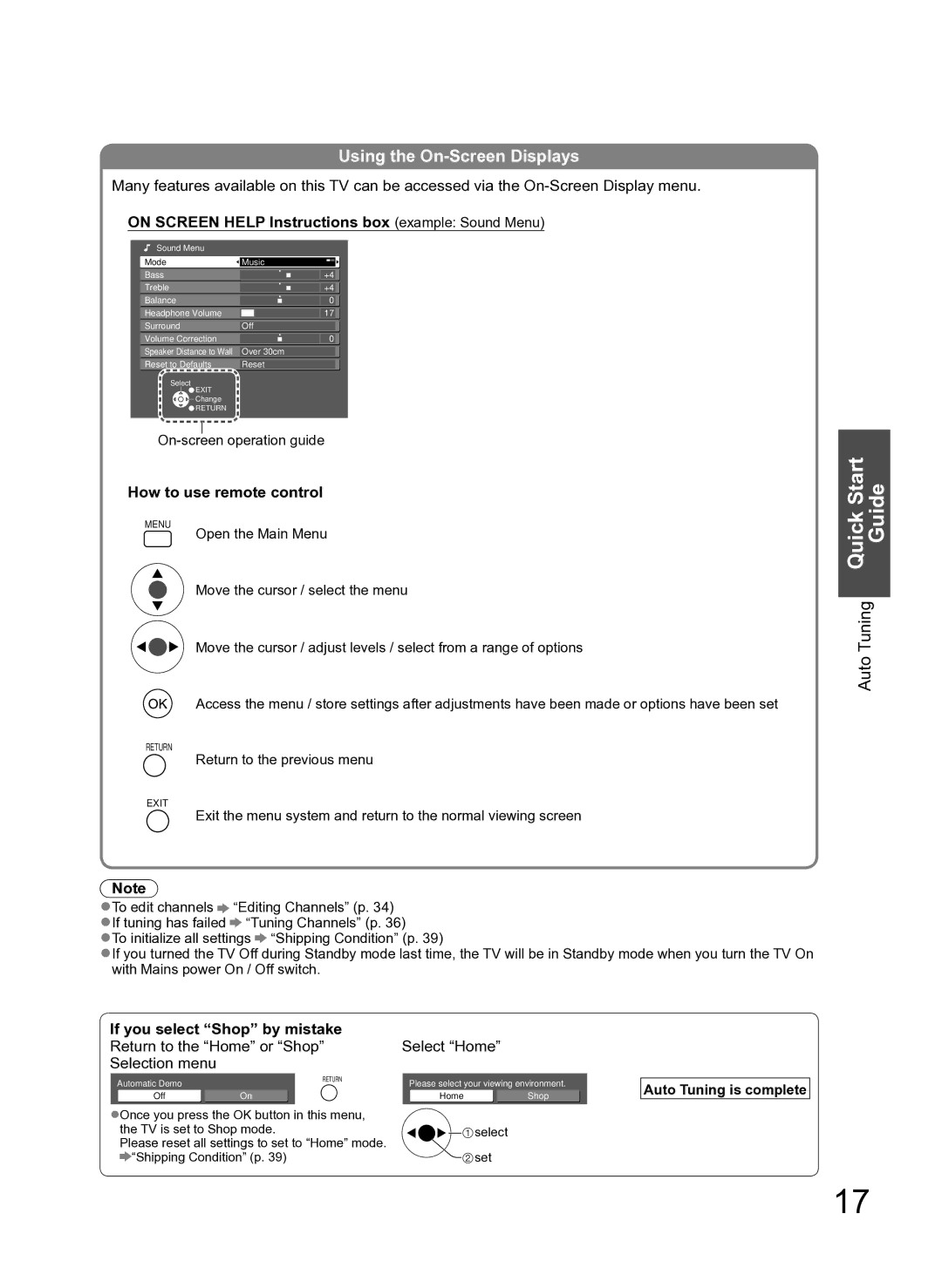 Panasonic TH-P54Z10H manual Using the On-Screen Displays, On Screen Help Instructions box example Sound Menu 