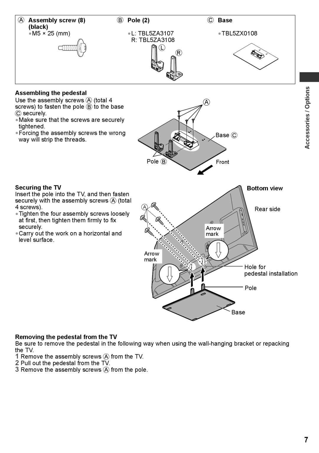 Panasonic TH-P55ST30M, TH-P55ST30T, TH-P55ST30P manual Securing the TV, Carry out the work on a horizontal, Level surface 