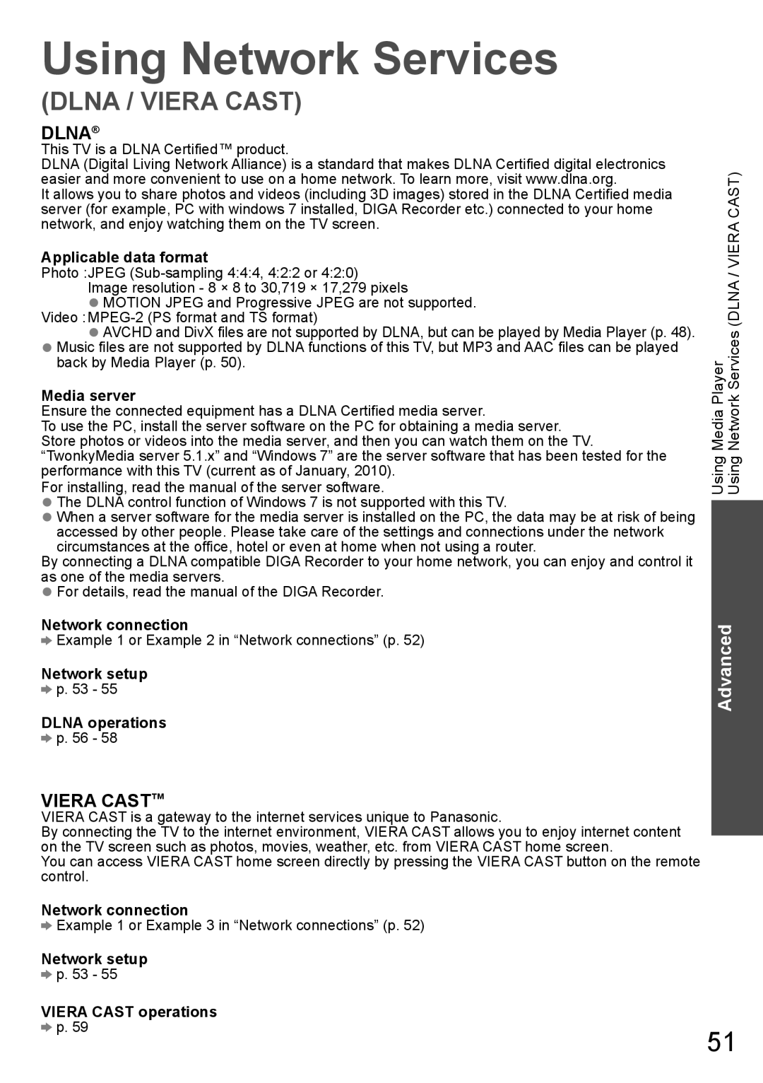 Panasonic TH-P65VT20T, TH-P65VT20P, TH-P65VT20K, TH-P65VT20M, TH-P65VT20D operating instructions Using Network Services 