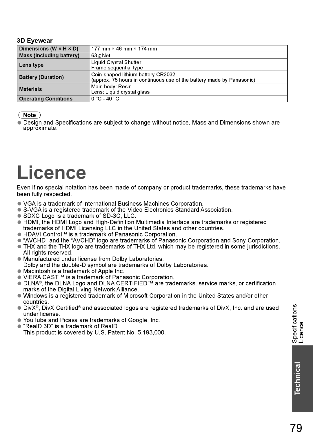 Panasonic TH-P65VT20D, TH-P65VT20P, TH-P65VT20T, TH-P65VT20K, TH-P65VT20M operating instructions Licence 