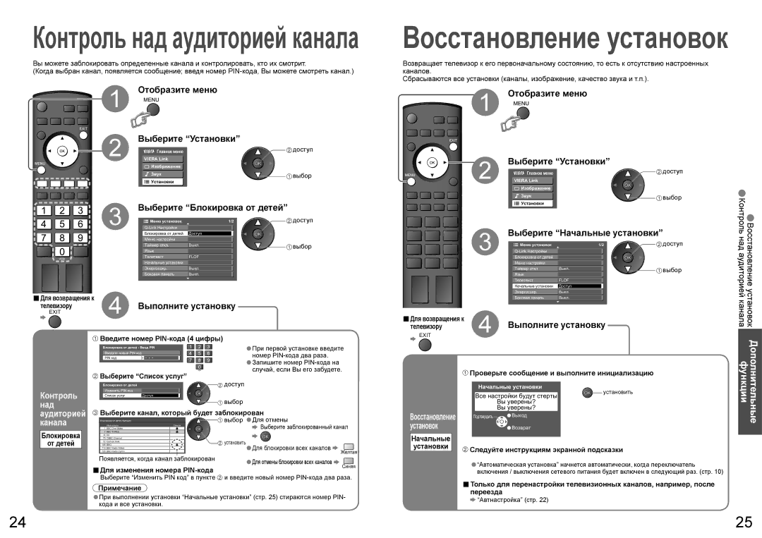 Panasonic TH-R42PV70 Контроль над аудиторией канала, Отобразите меню, Выберите Установки, Выберите Начальные установки 