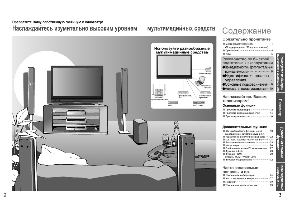 Panasonic TH-R50PV70, TH-R37PV70 manual Функции Дополнительные, Основные функции, Дополнительные функции, Часто задаваемые 