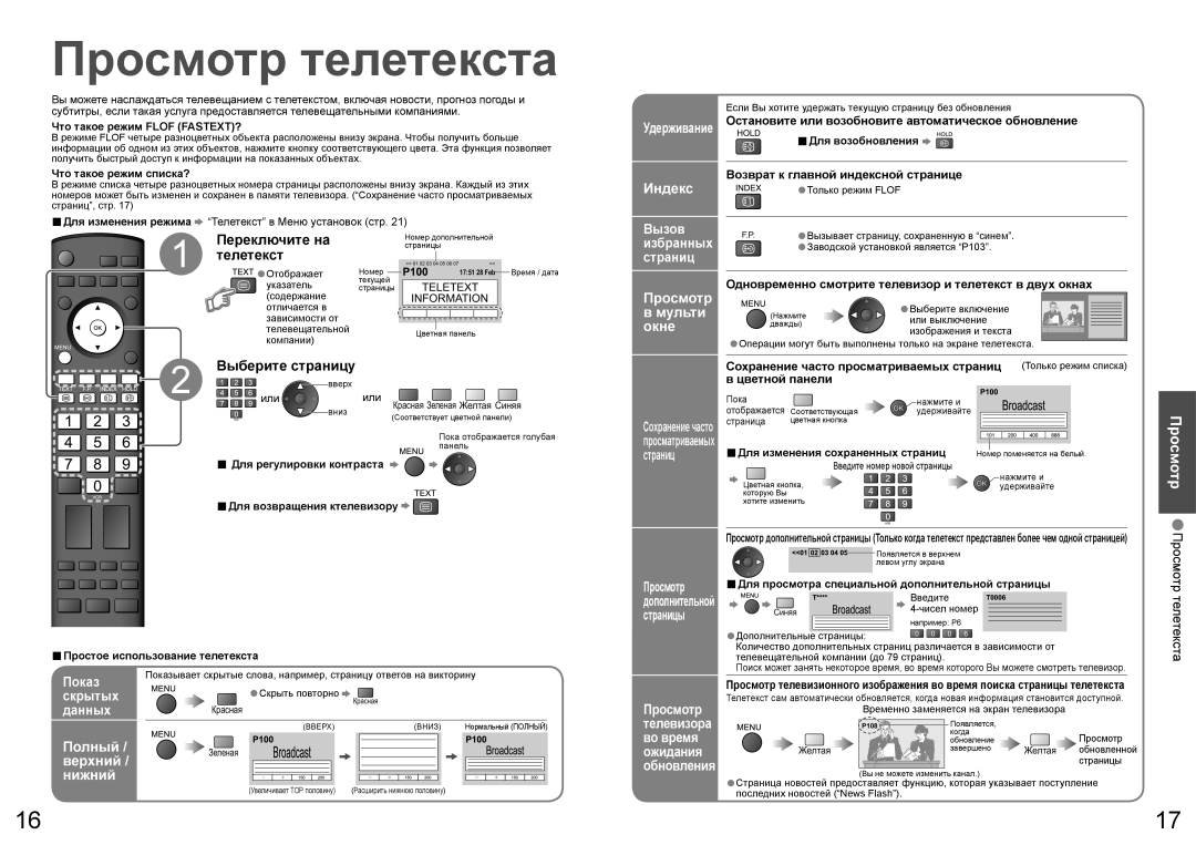 Panasonic TH-R37PV70, TH-R42PV70, TH-R50PV70 manual Просмотр телетекста 