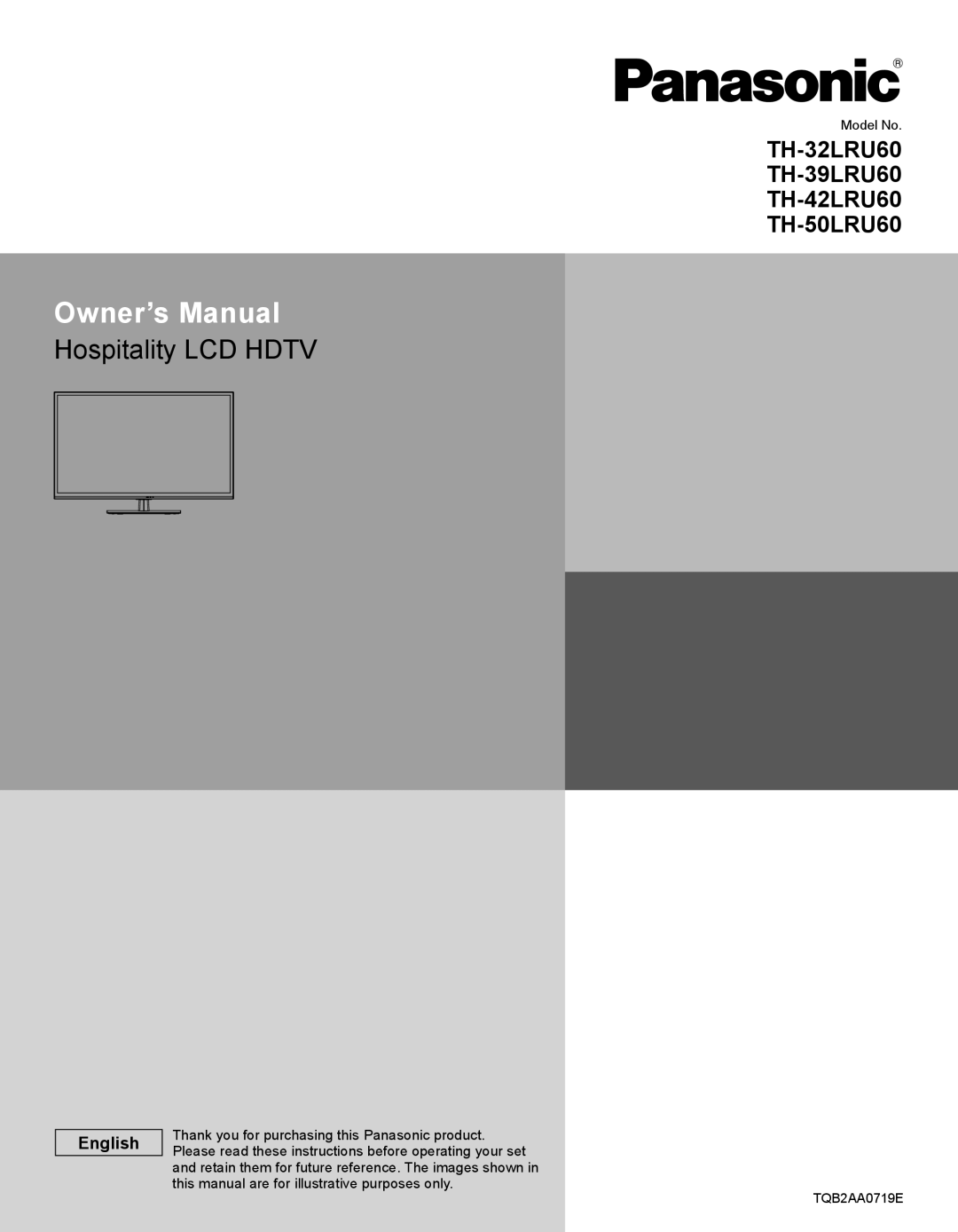 Panasonic TH32LRU60, TH50LRU60 warranty Hospitality LCD Hdtv 