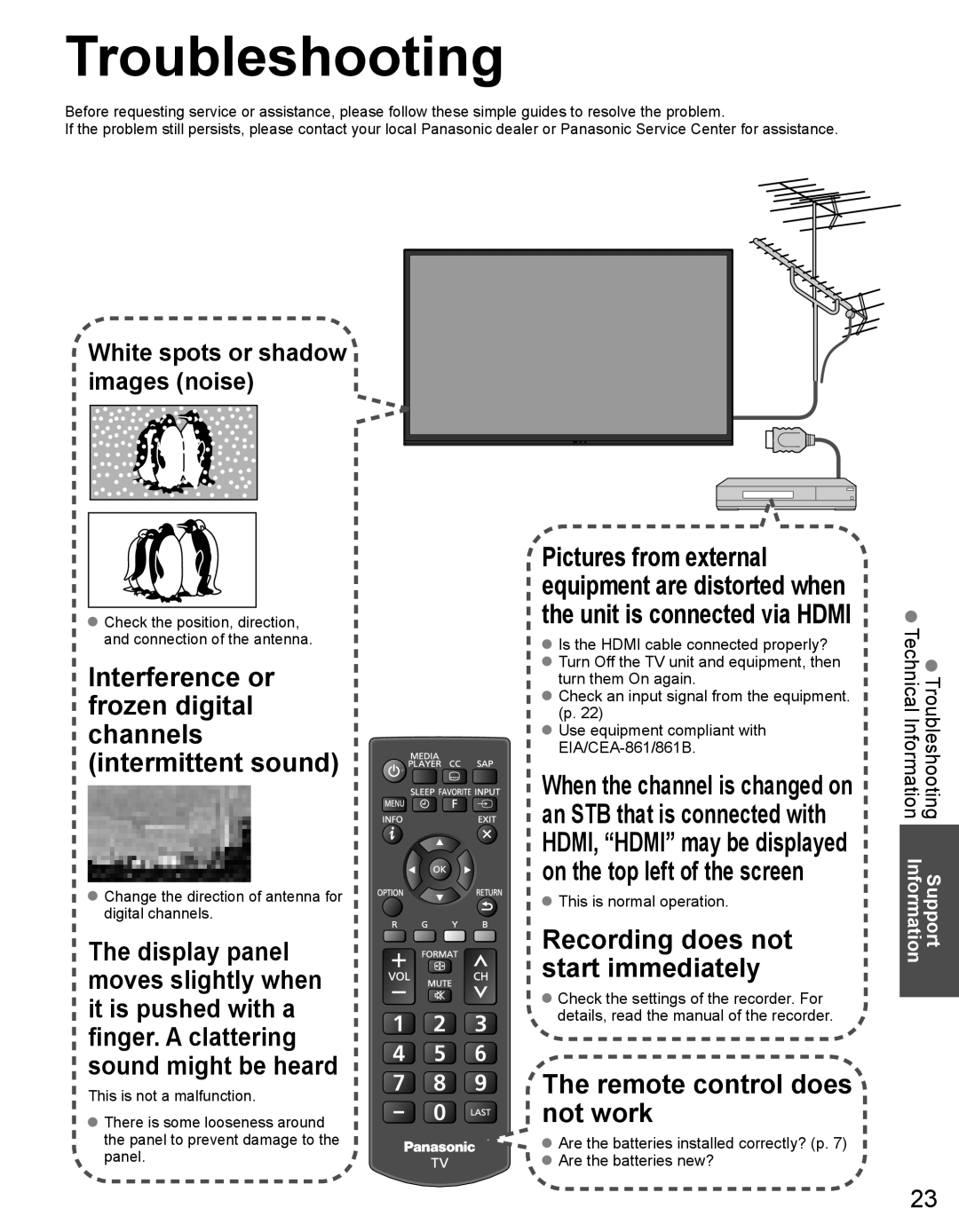 Panasonic TH32LRU60, TH50LRU60 warranty Troubleshooting, Interference or frozen digital channels intermittent sound 