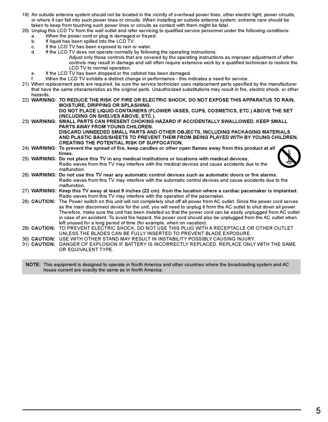 Panasonic TH32LRU60, TH50LRU60 warranty Times 