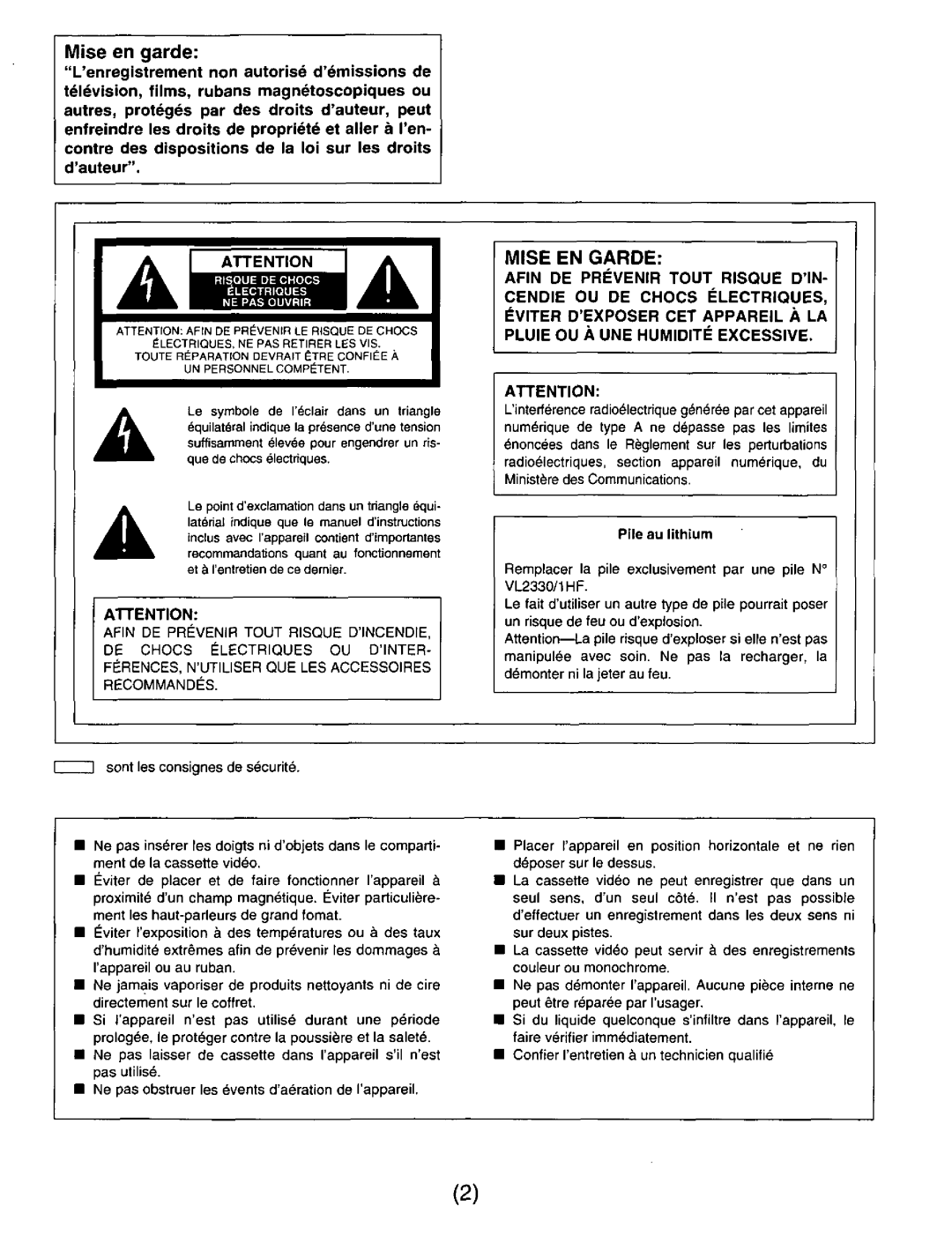 Panasonic TL350 manual 