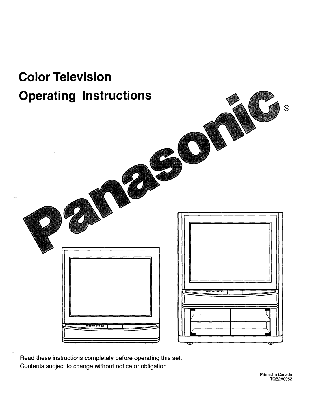 Panasonic TQB2A0952 manual Color Television Operating Instructions 