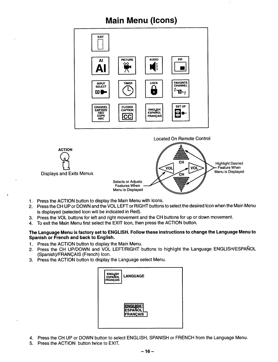 Panasonic TQB2A0952 manual Main Menu Icons, Franais 