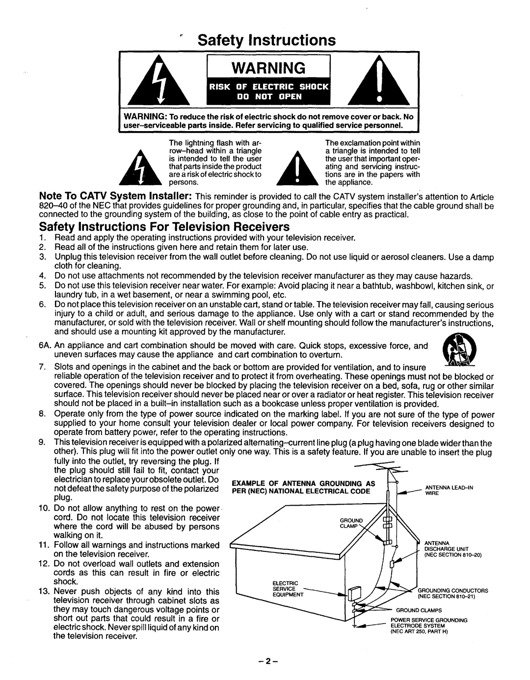 Panasonic TQB2A0952 manual Lightning flash with ar, Follow all warnings and instructions marked, NECSECTIONe10-21 