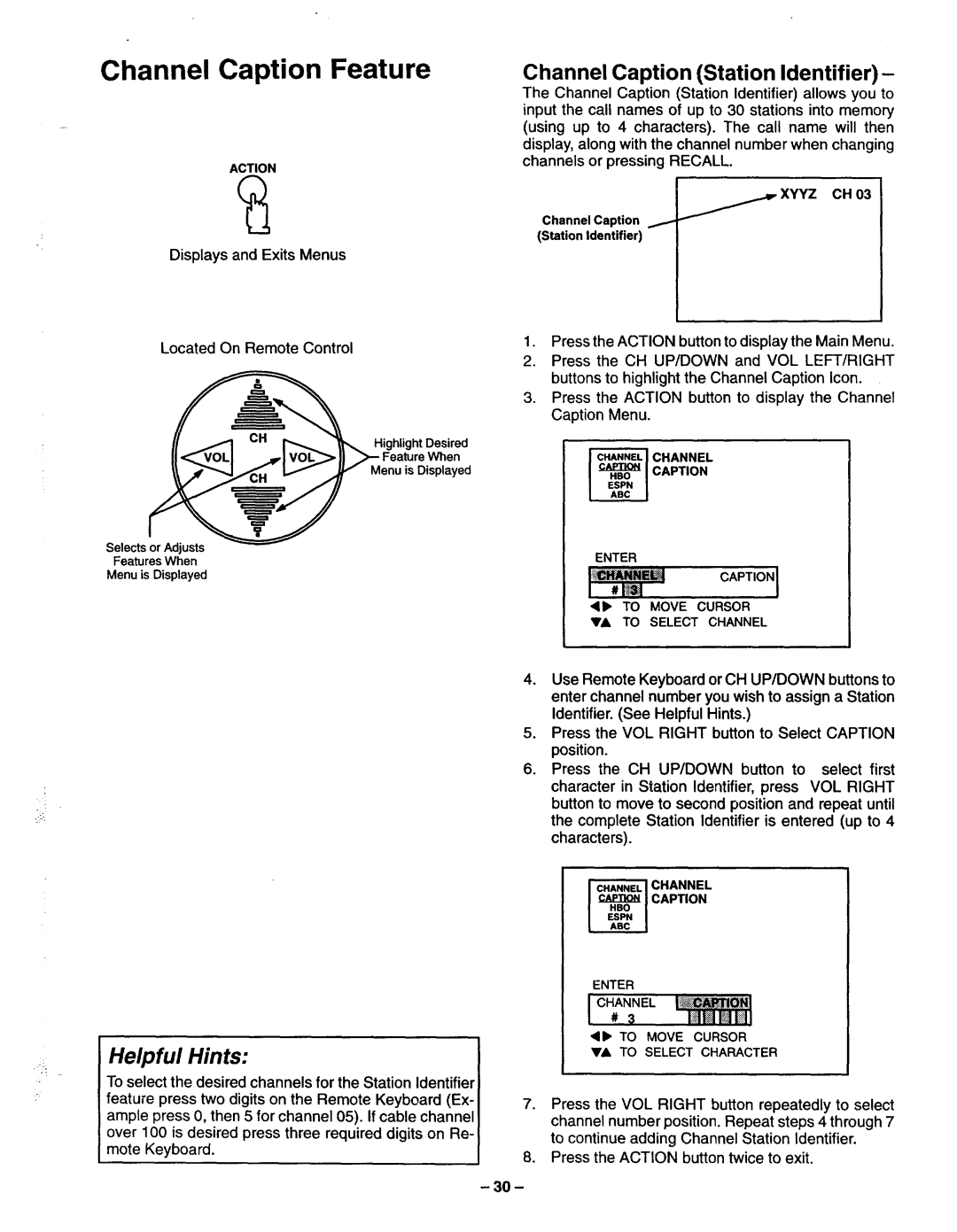 Panasonic TQB2A0952 manual Channel Caption Feature, Channel Caption Station Identifier, # 3 I H liil 