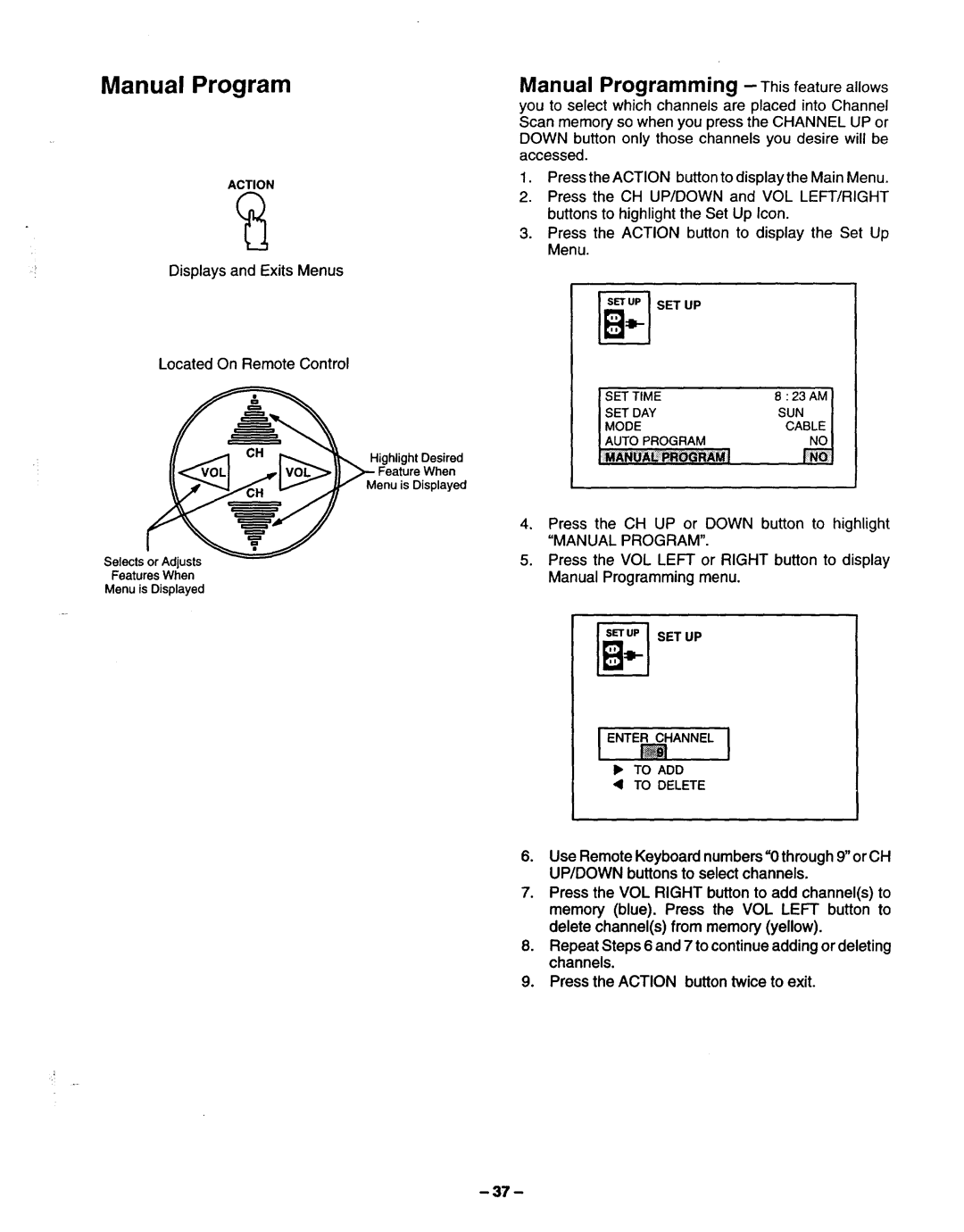 Panasonic TQB2A0952 manual Manual Programming -Thisfeature allows 