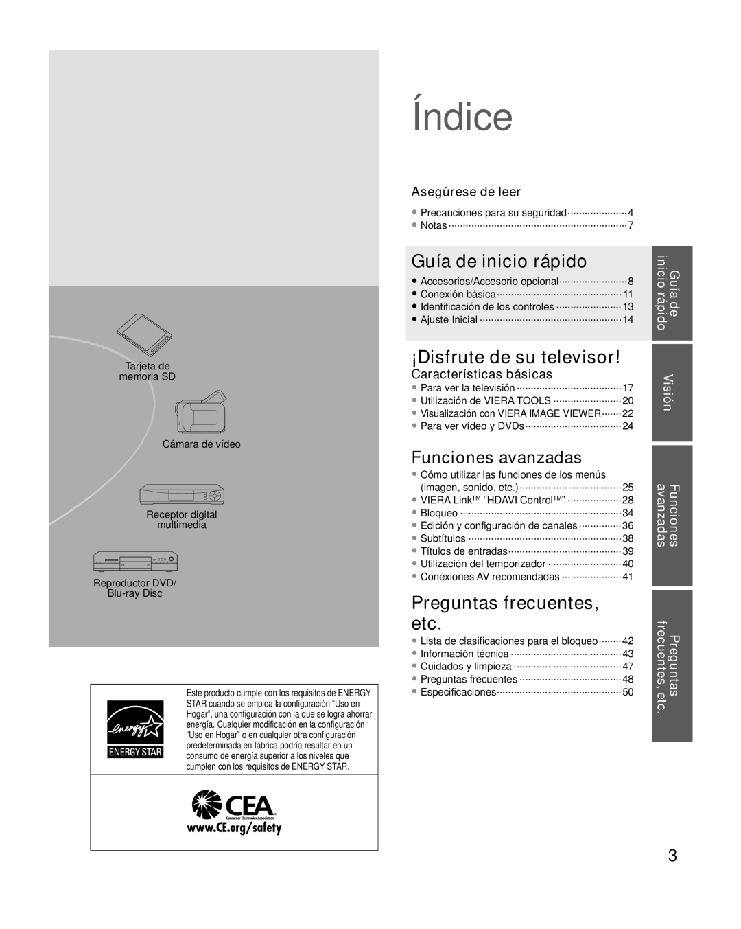 Panasonic TQB2AA0572 quick start Precauciones para su seguridad·····················4 