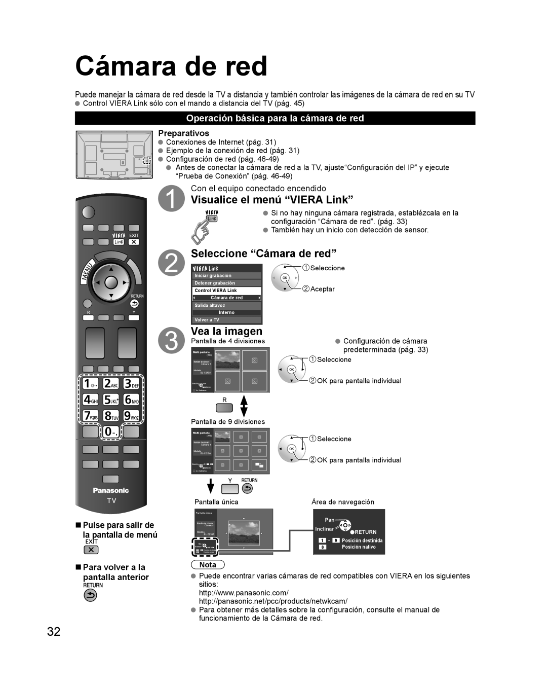 Panasonic TQB2AA0579 quick start Visualice el menú Viera Link, Seleccione Cámara de red, Vea la imagen 