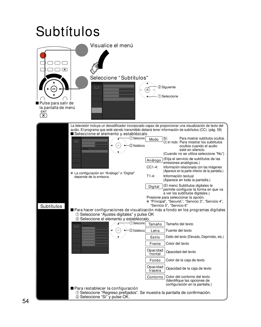 Panasonic TQB2AA0595 quick start Visualice el menú Seleccione Subtítulos, Visualización de subtítulos 