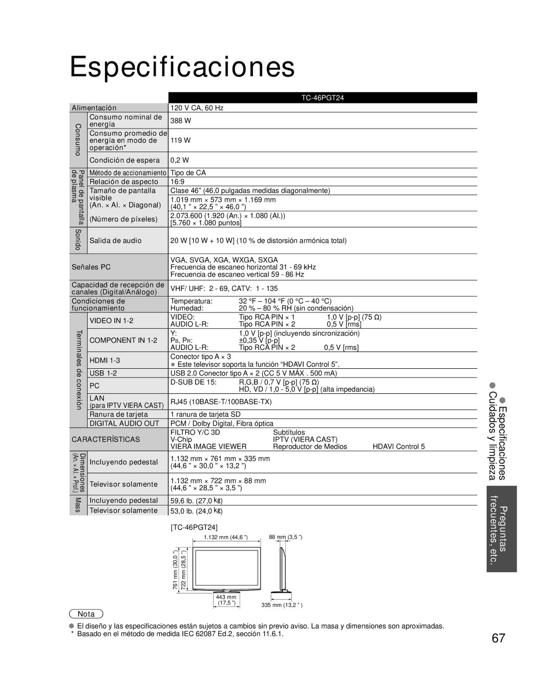 Panasonic TQB2AA0595 quick start Especificaciones 