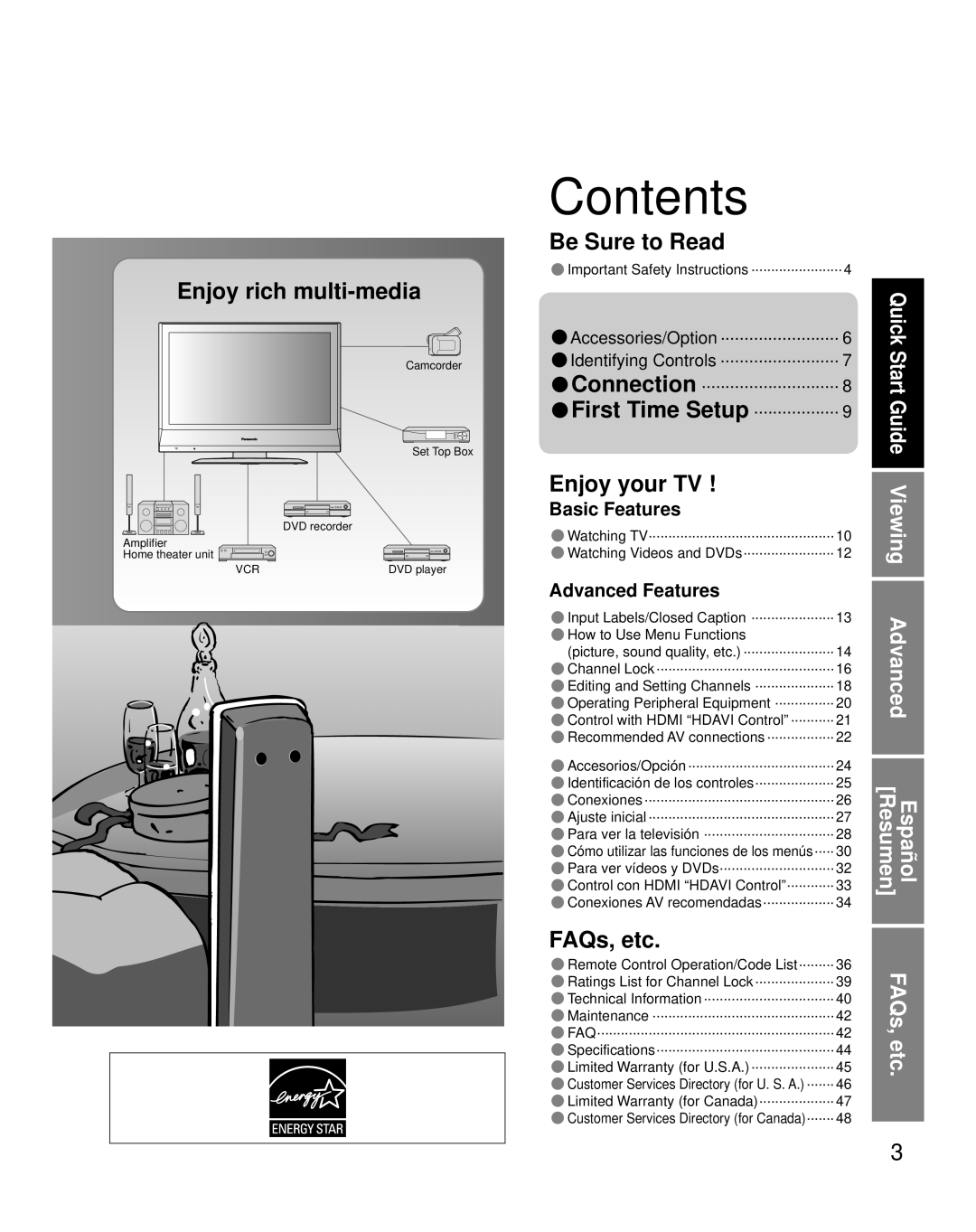 Panasonic TQB2AA0661 manual Contents 