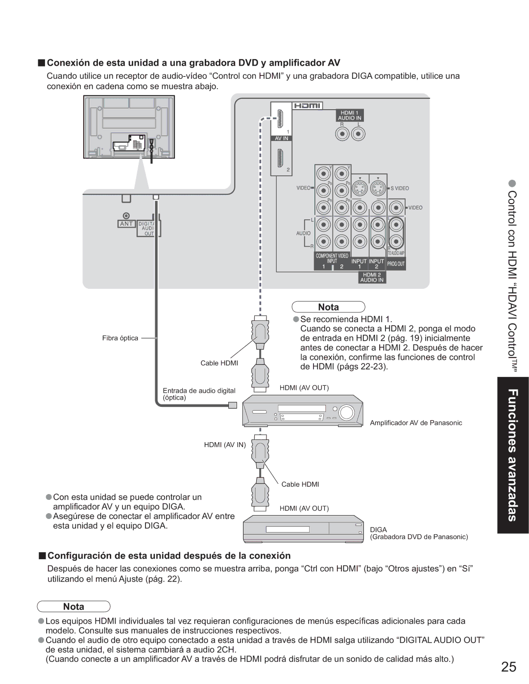 Panasonic TQB2AA0663-2, TH-50PX60U manual Control con Hdmi Hdavi ControlTM Funciones avanzadas 