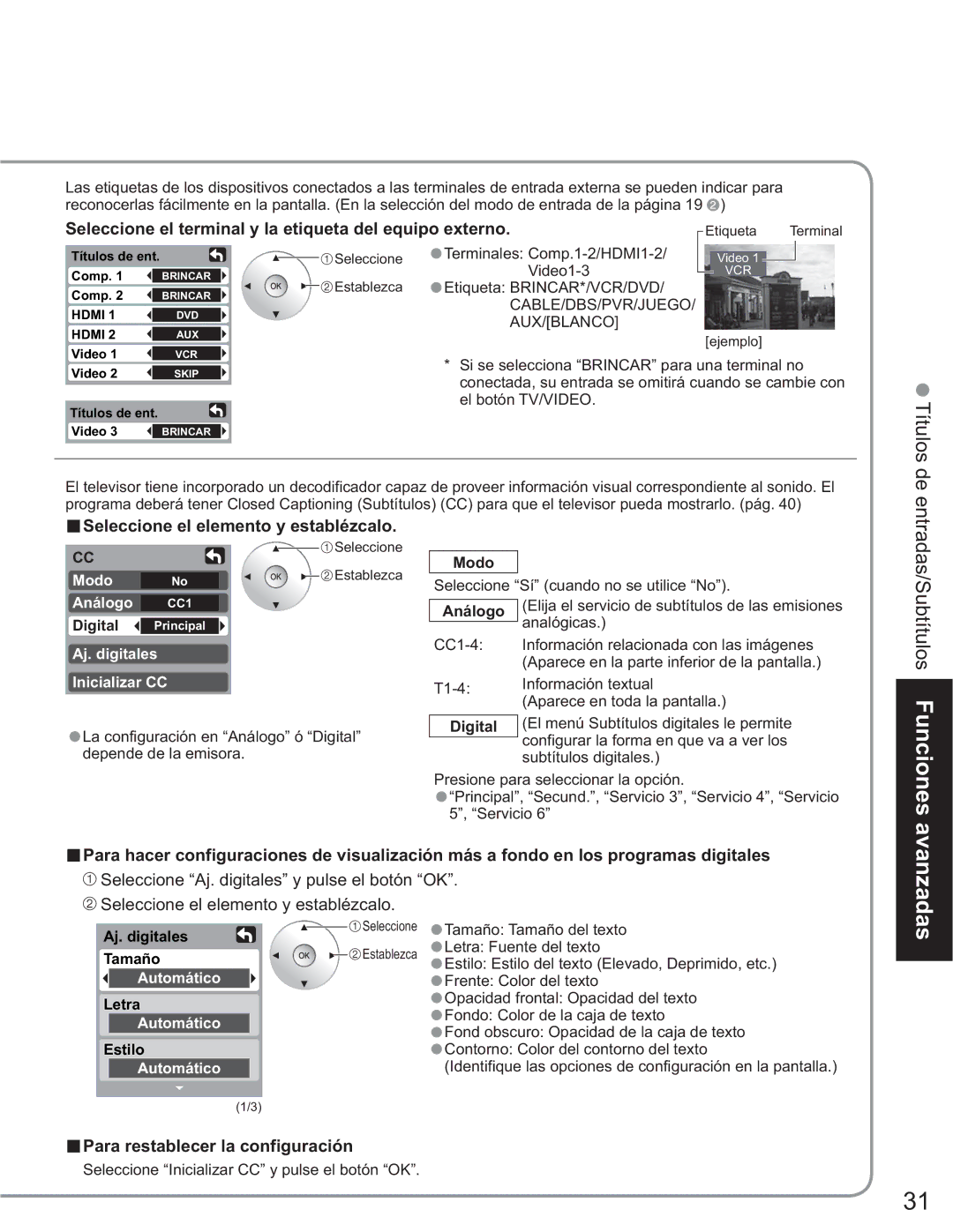 Panasonic TQB2AA0663-2 Seleccione el terminal y la etiqueta del equipo externo, Seleccione el elemento y establézcalo 