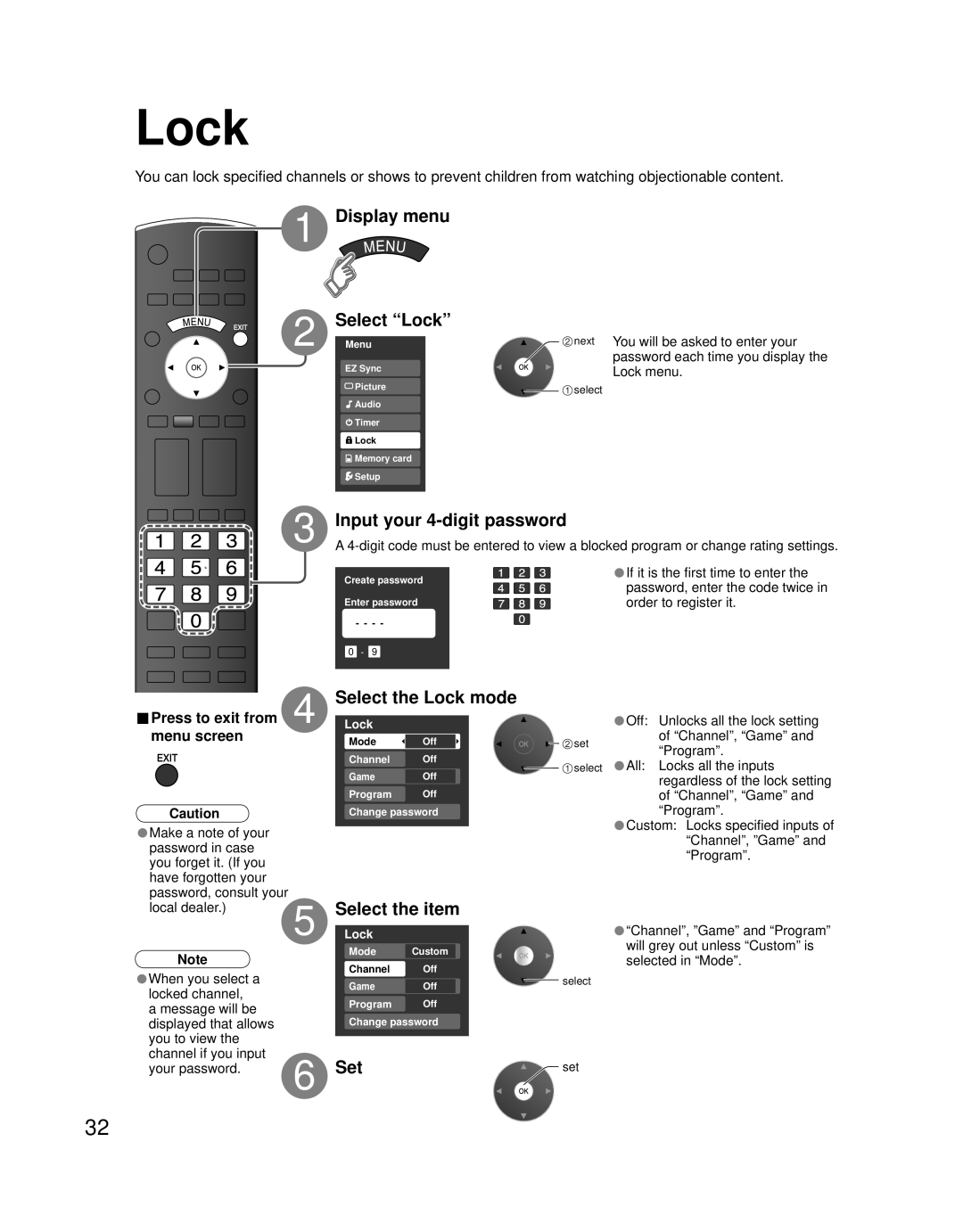 Panasonic TQB2AA0756 quick start Lock 