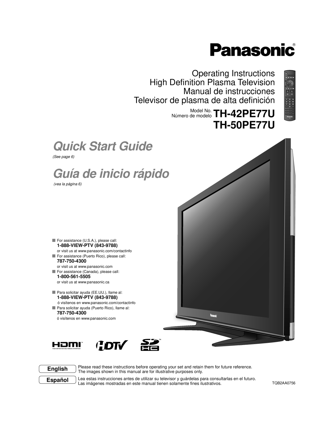 Panasonic TQB2AA0756 quick start English Español, View-Ptv, Quick Start Guide, Guía de inicio rápido 