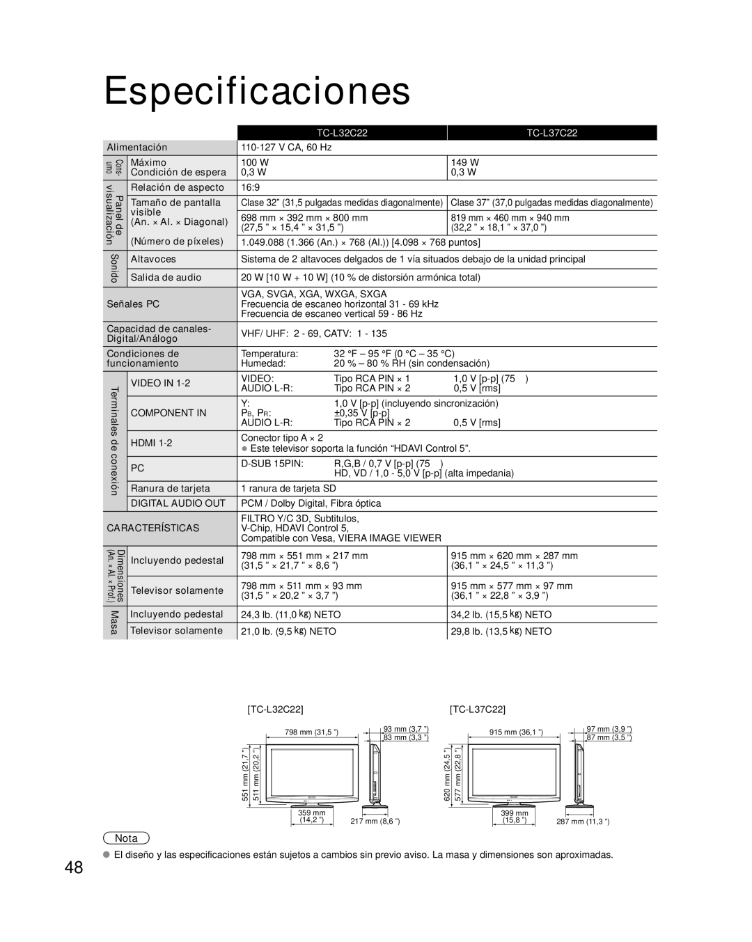 Panasonic TQB4GC0365-1 quick start Especificaciones 