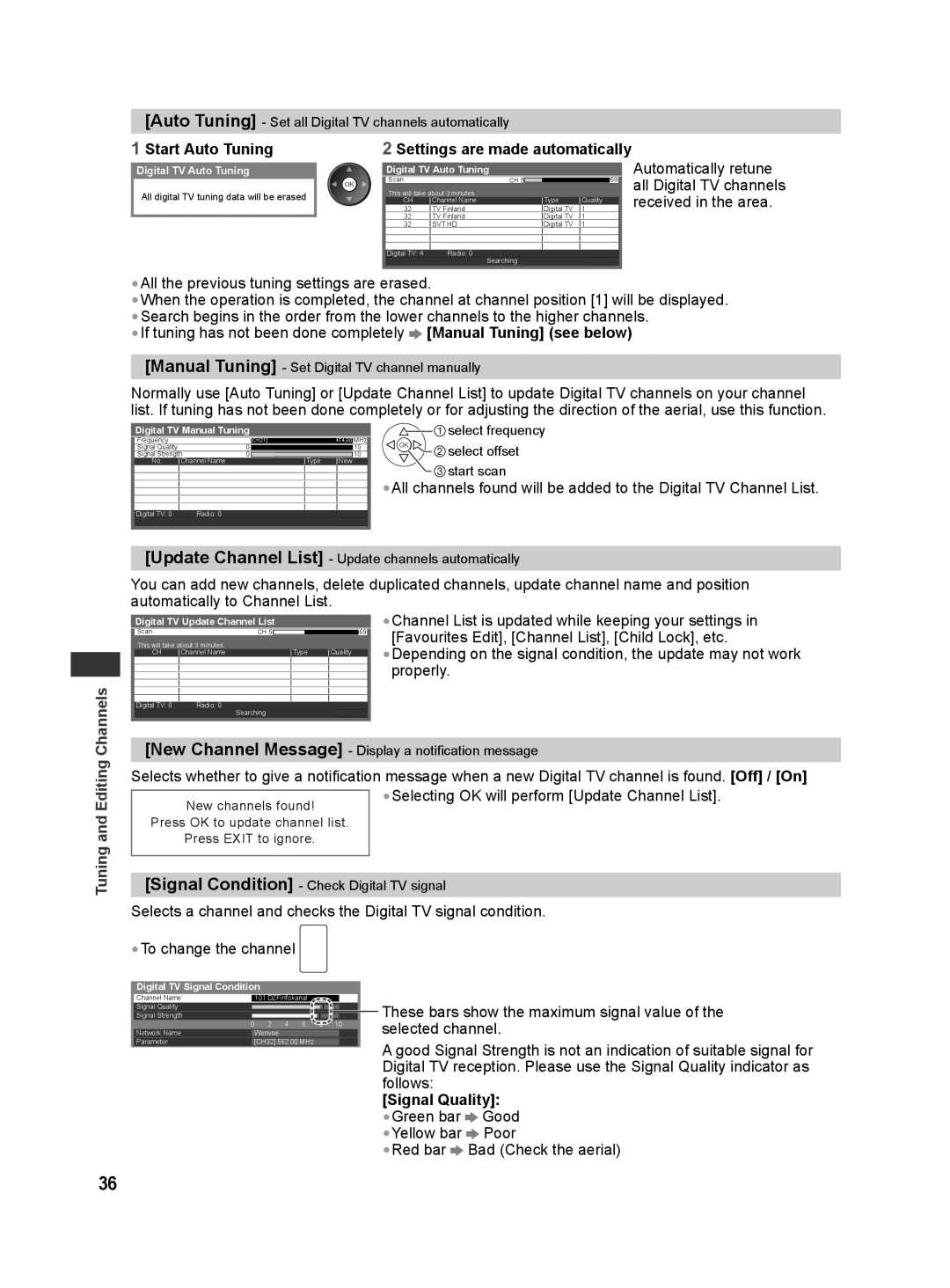 Panasonic TQB4GC0625, TH-L42E30G, TH-L42E30S manual Start Auto Tuning, Settings are made automatically, Signal Quality 