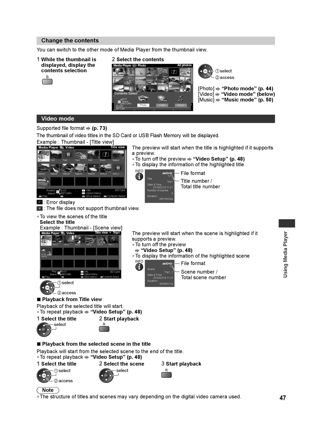 Panasonic TH-L42E30S, TQB4GC0625, TH-L42E30G manual Change the contents, Video mode 