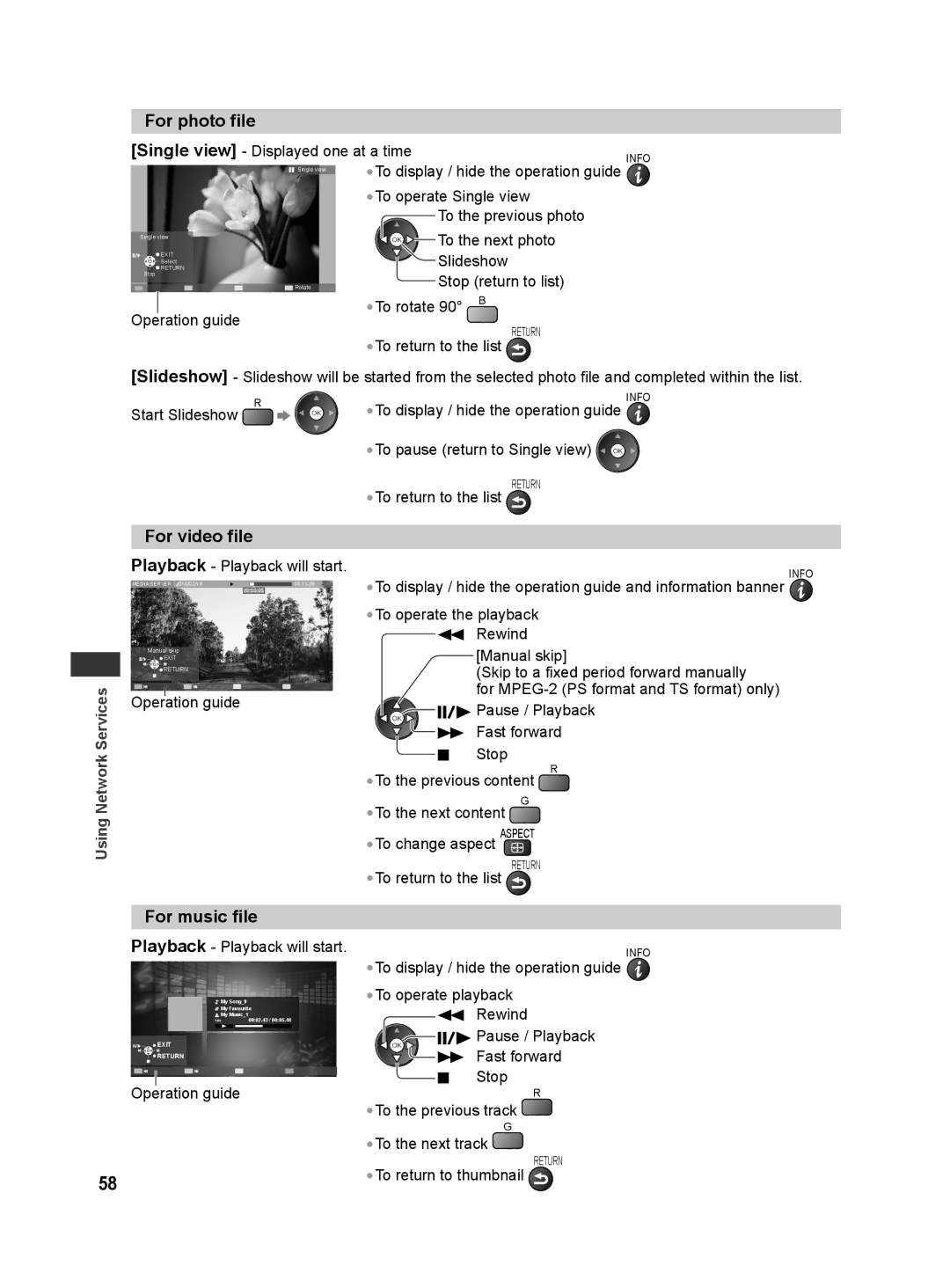 Panasonic TH-L42E30G, TQB4GC0625, TH-L42E30S manual For photo file, For video file, For music file 