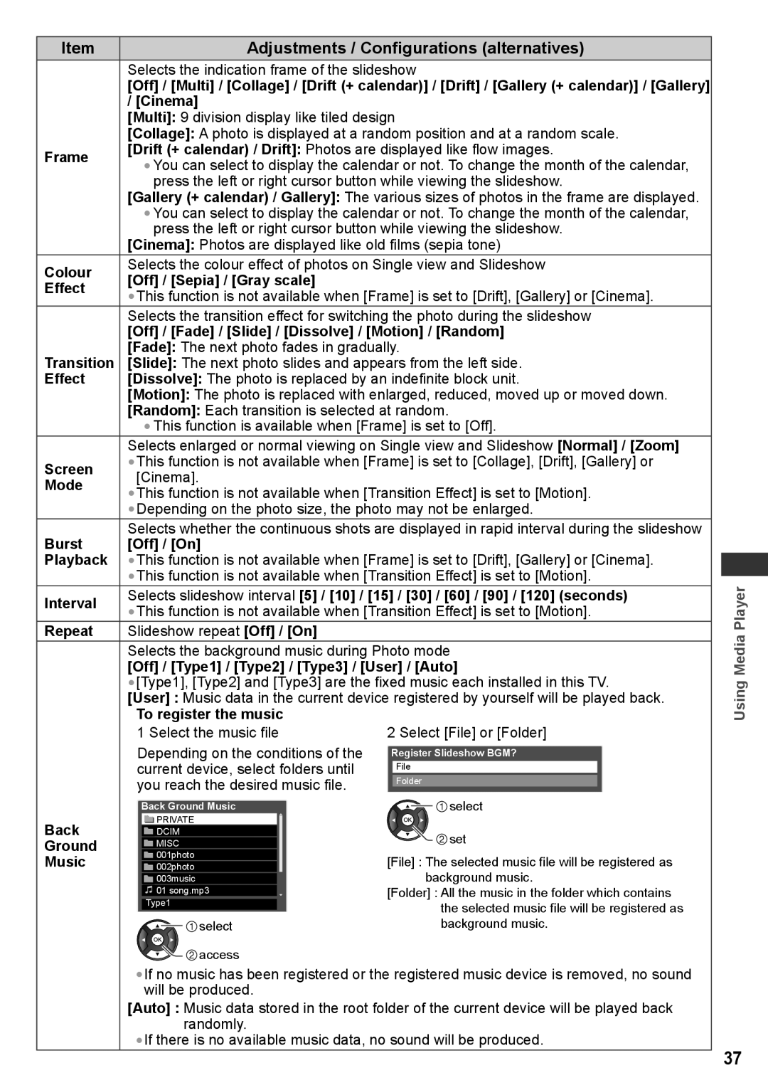 Panasonic TH-P50X30T, TQB4TC0027-1, TH-P50X30V, TH-P42X30V, TH-P42X30Q, TH-P50X30P Adjustments / Configurations alternatives 