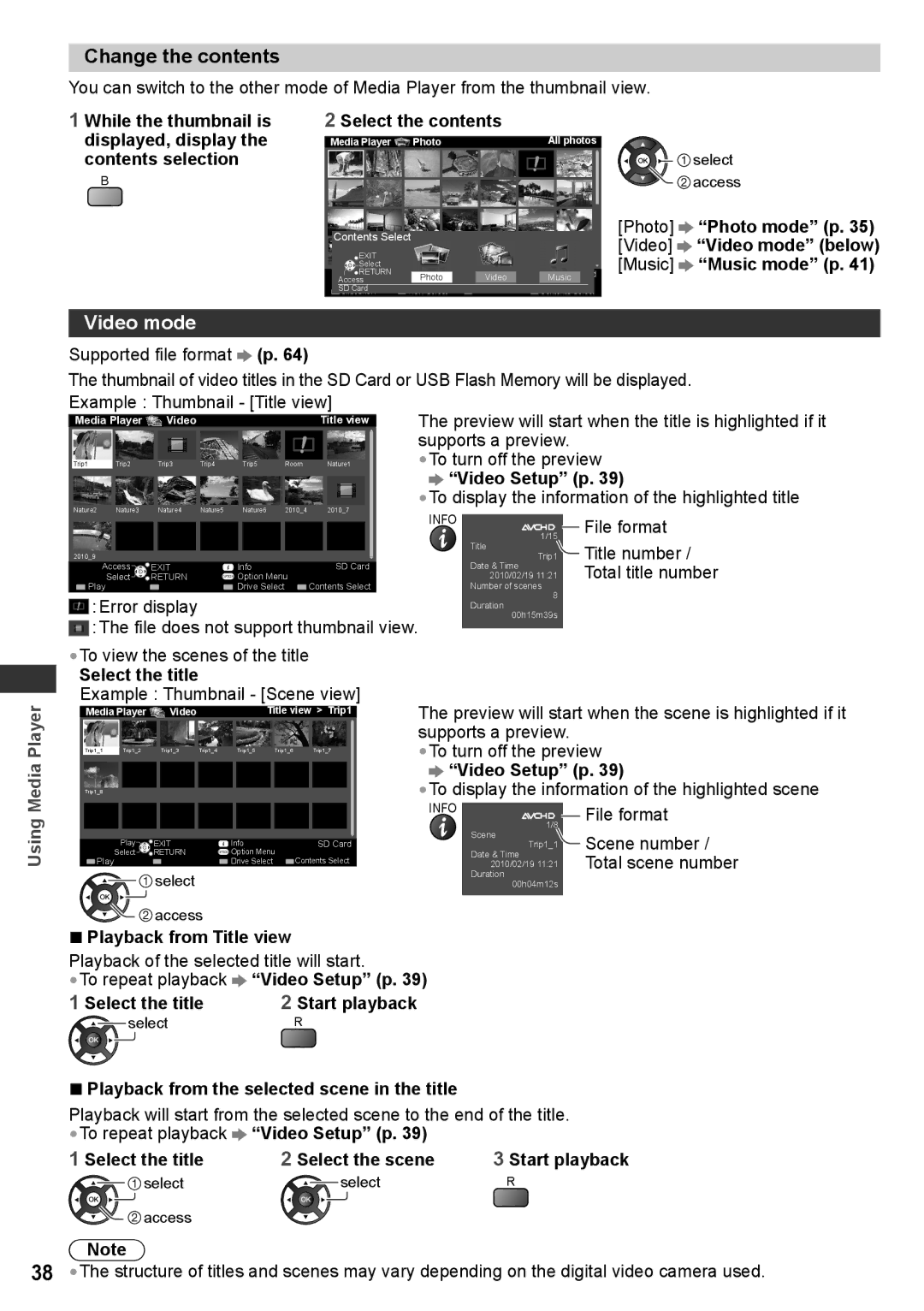 Panasonic TH-P42X30V, TQB4TC0027-1, TH-P50X30V, TH-P50X30T, TH-P42X30Q, TH-P50X30P, TH-P50X30Q Change the contents, Video mode 