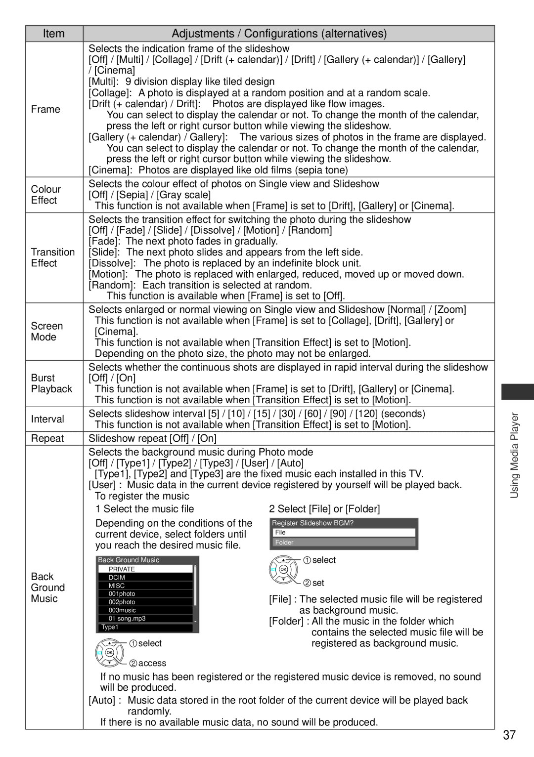 Panasonic TH-P50U30D, TQB4TC0043-1, TH-P50U30T, TH-P46U30V, TH-P50U30P, TH-P46U30M Adjustments / Configurations alternatives 